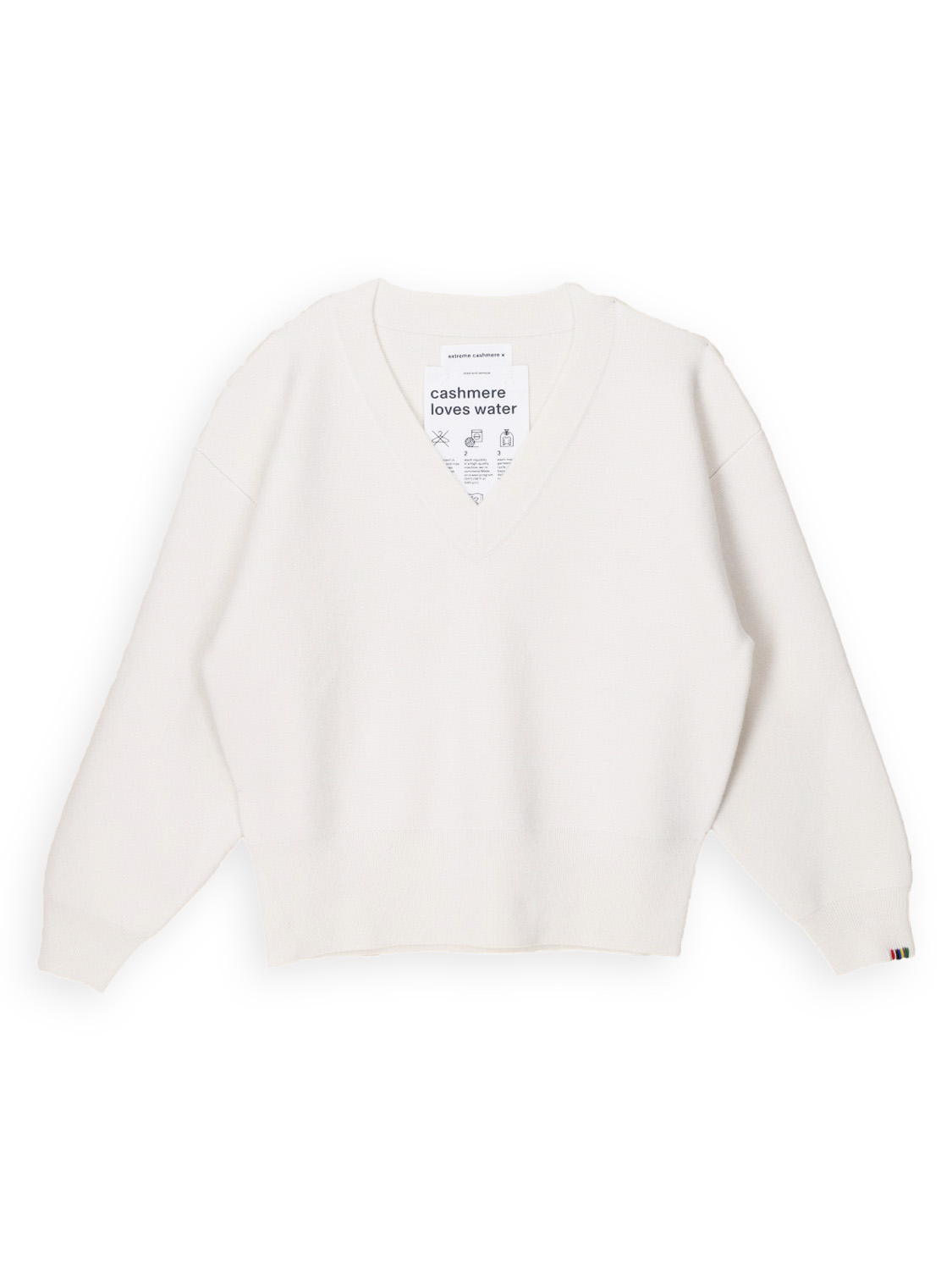 Extreme Cashmere N° 316 Lana - Jersey de cachemira con cuello de pico y doble faz  crema Talla única