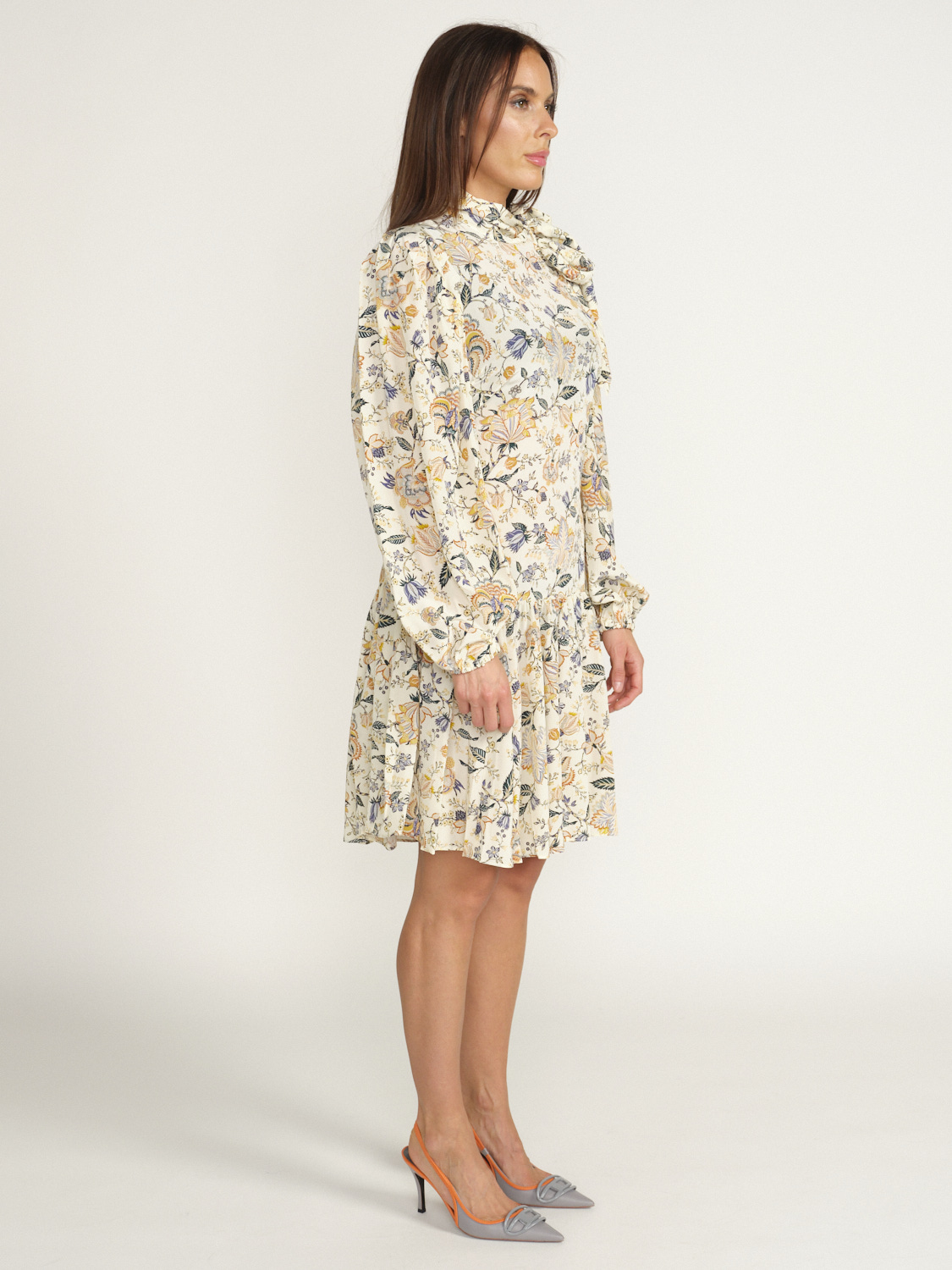 Ulla Johnson Lula - Robe midi en soie à imprimé floral beige 36