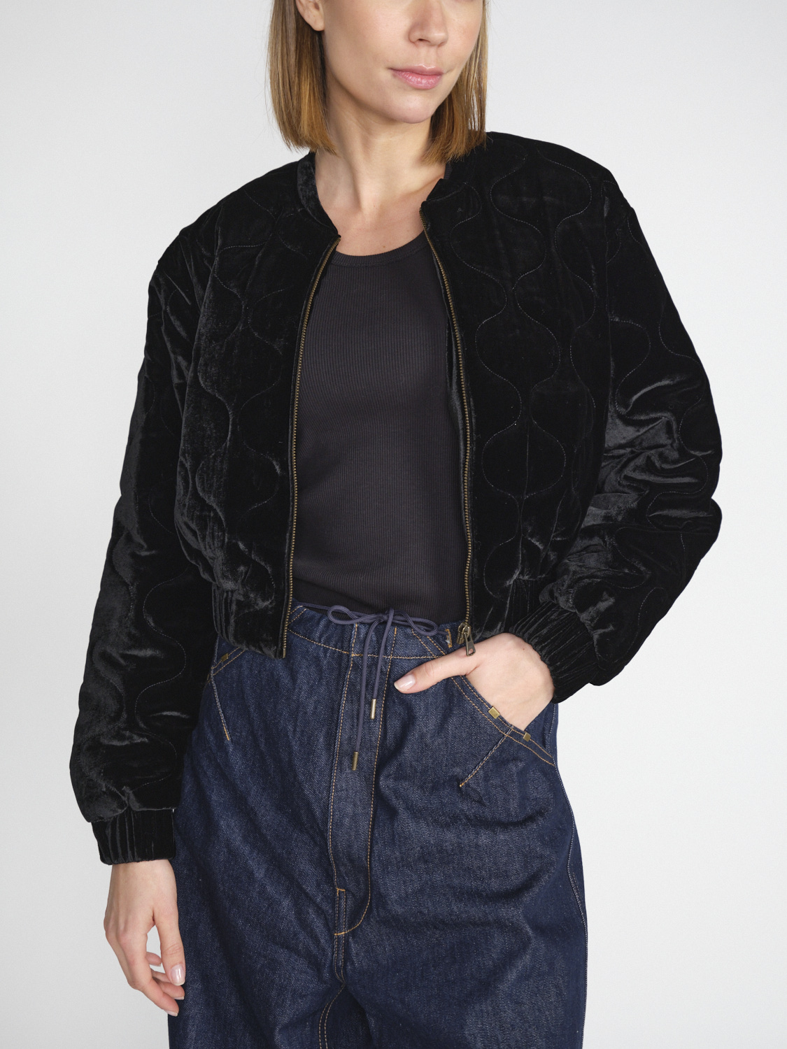 Ulla Johnson Adair - Quilted velvet-silk-blouson  black S