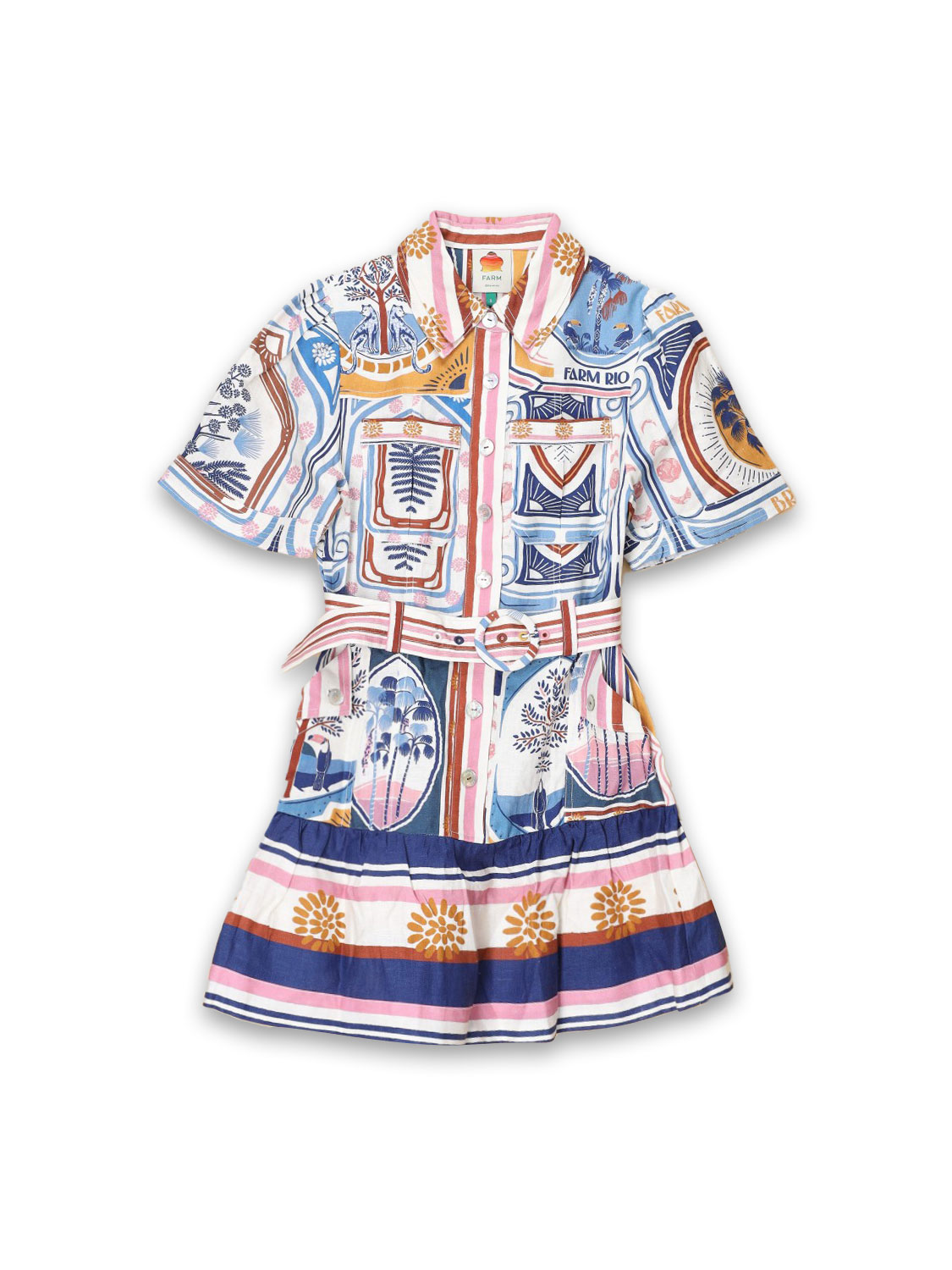Farm Rio Cerrado – Kleid mit ausgestelltem Rock  mehrfarbig XS