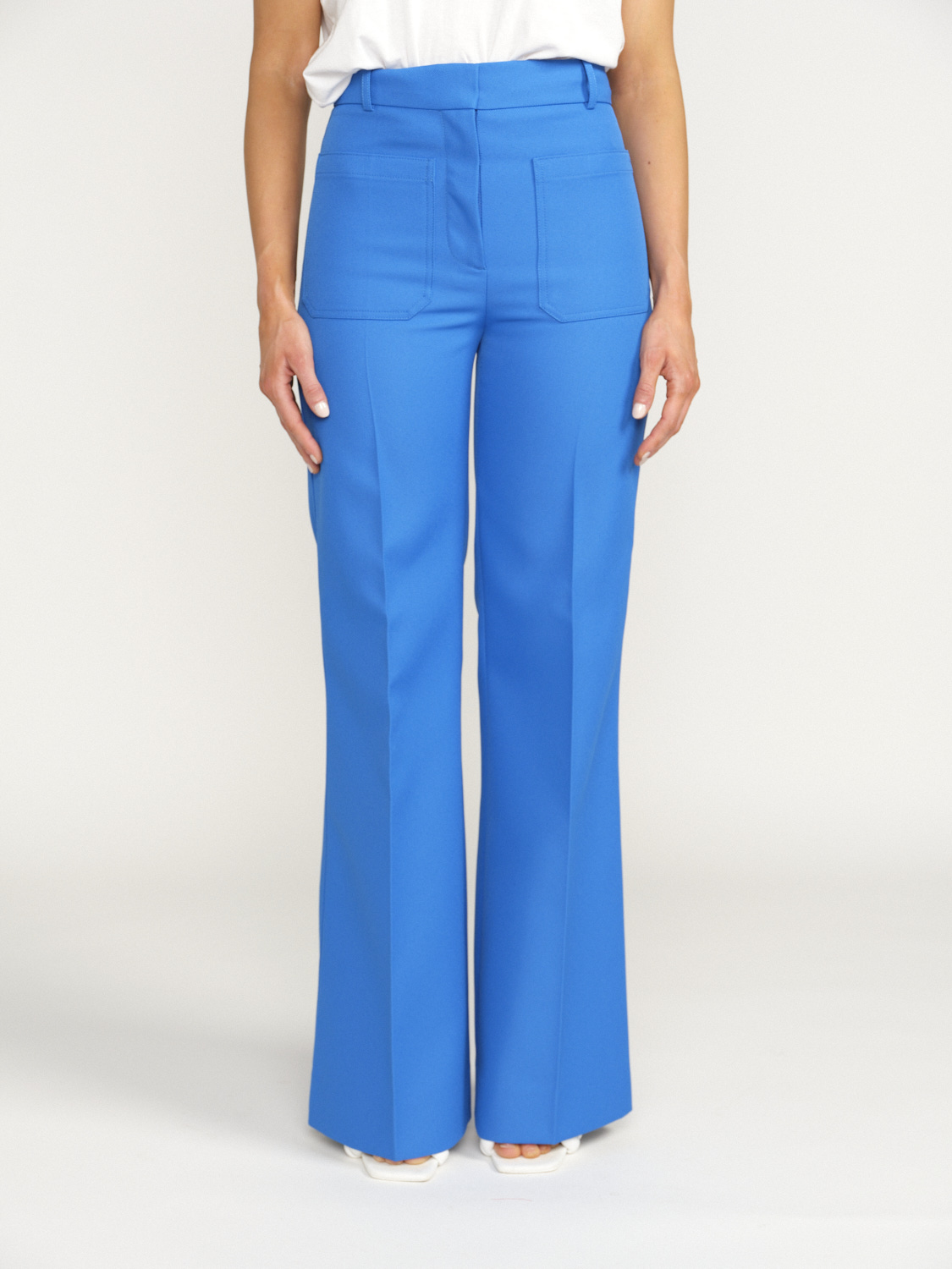 Victoria Beckham Alina Tailored Trousers - Trousers with patch pockets with wide leg blue 36