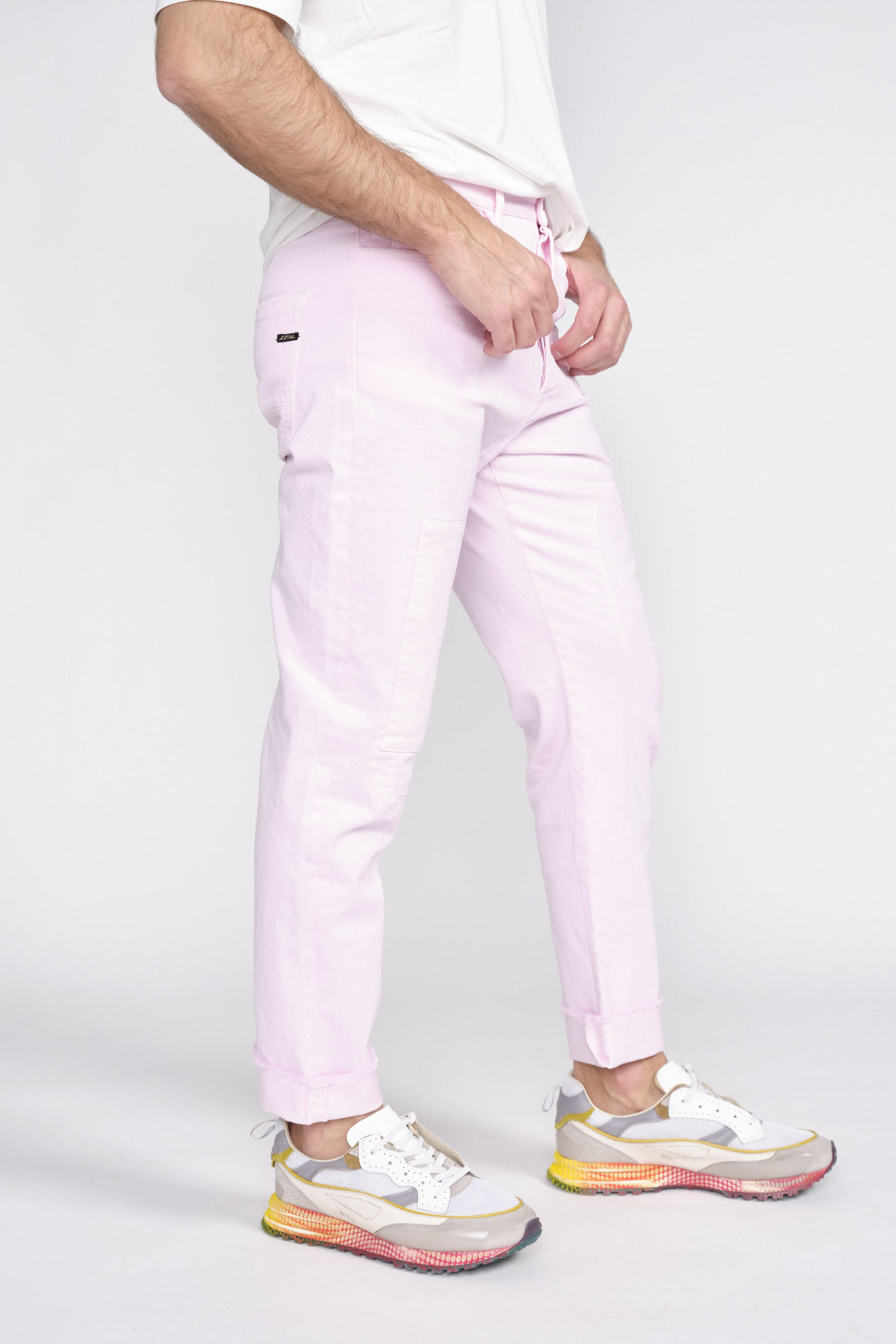 maurizio massimino Jose - Pantalon en jean avec patchs en denim rose 52
