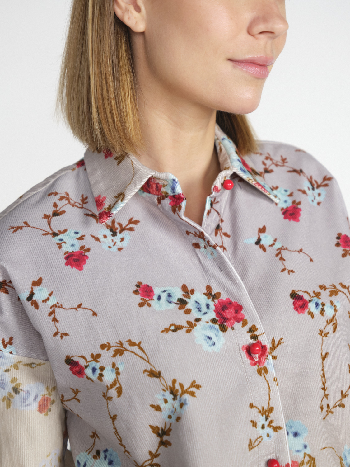 Odeeh Mini Bouquets - Cotton corduroy shirt blouse with floral design  multi 34