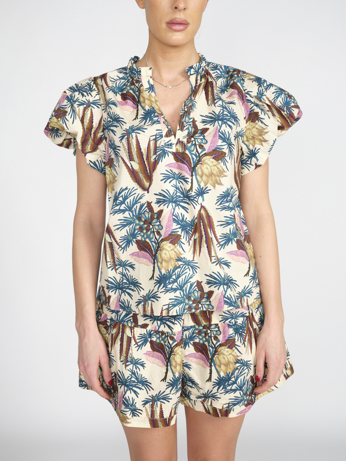 Ulla Johnson Kiara – Baumwoll-Popeline-Bluse mit floralem Print   multi 38