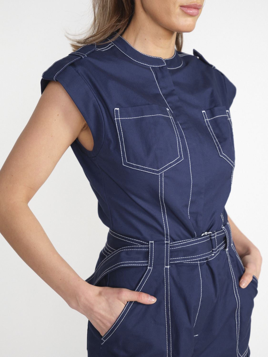 Simkhai Tinka – jumpsuit with white sewing detail  blue 34