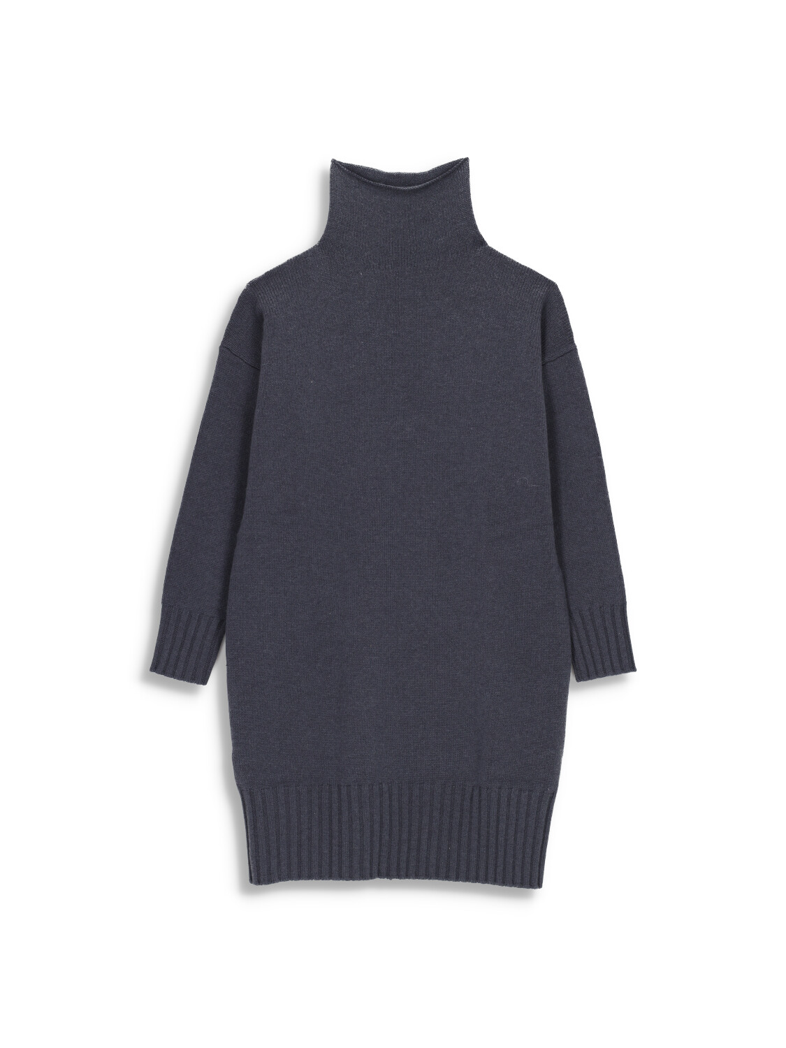 Knitted dress with turtleneck in virgin wool