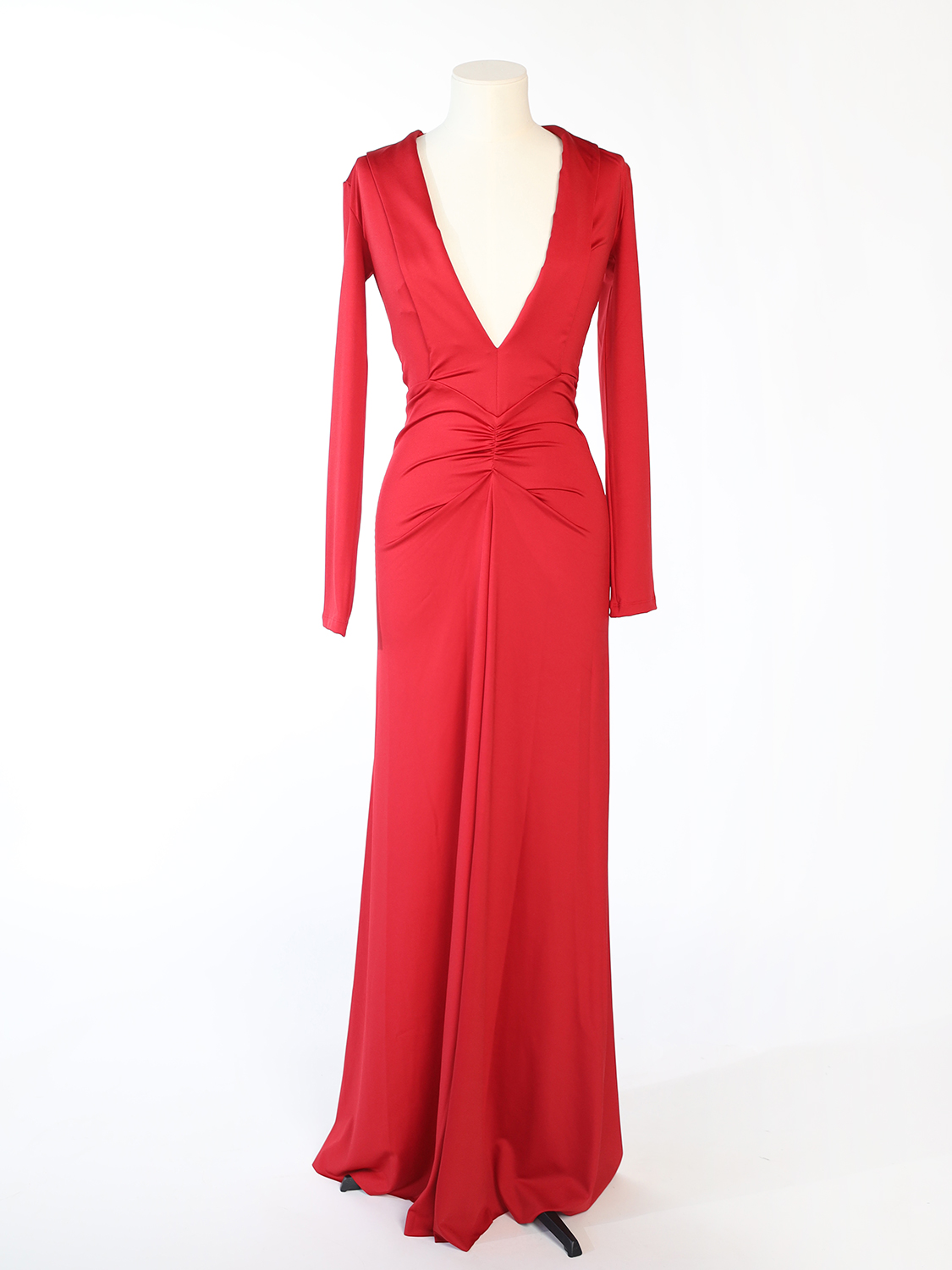 Victoria Beckham Long Sleeve Deep – V-neck dress red 34