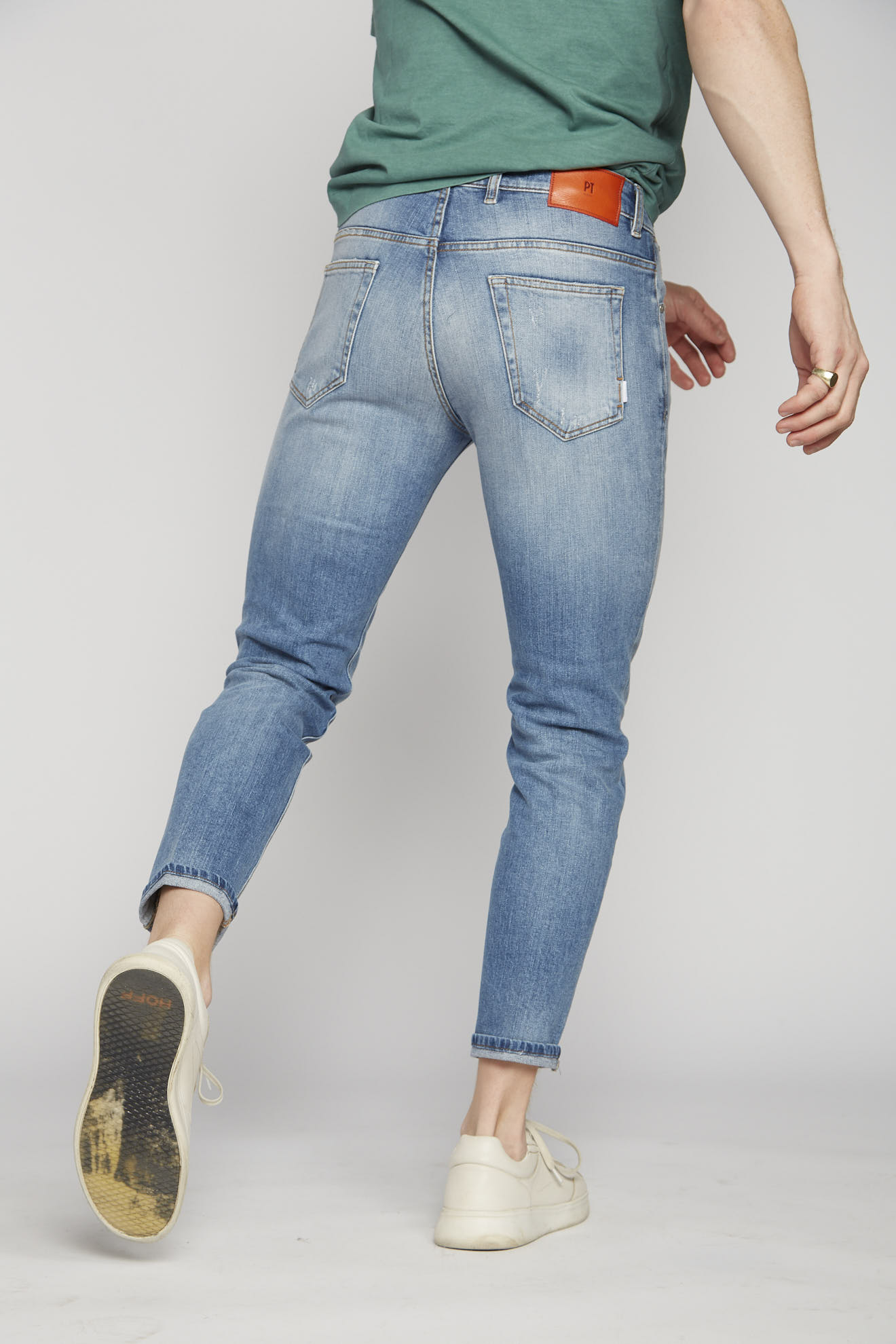 pt torino jeans denim destroyed cotton model back