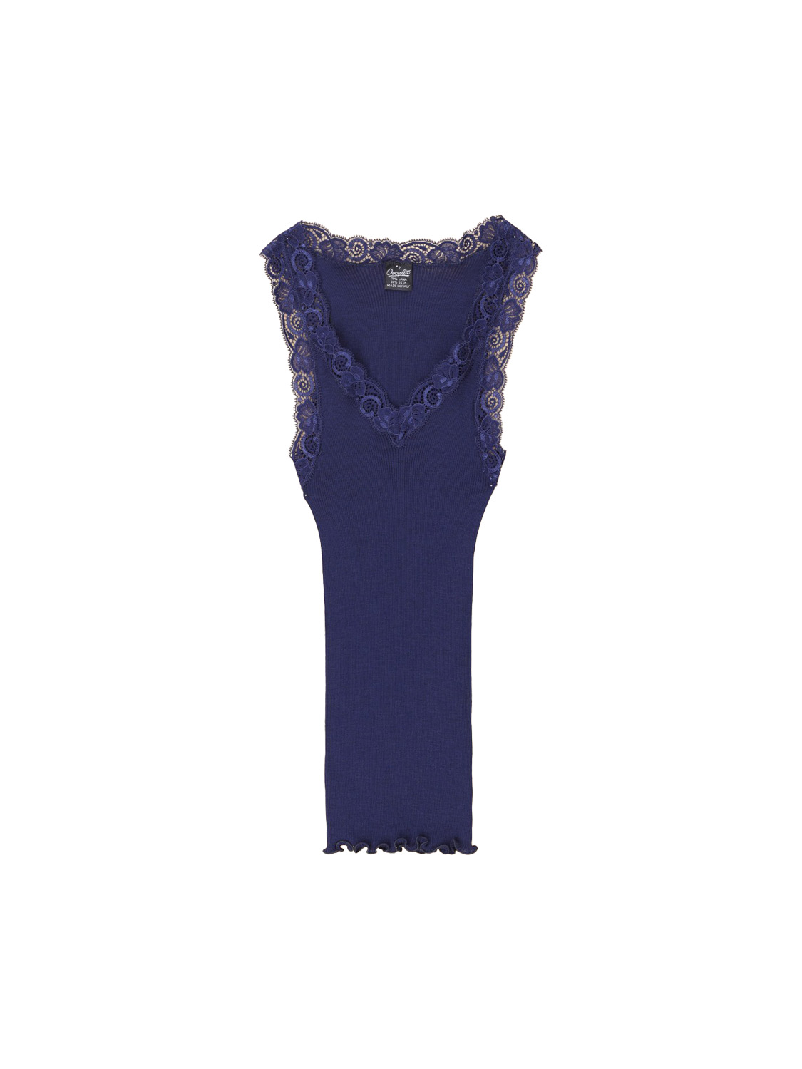 Top made of wool and silk mix with lace details 