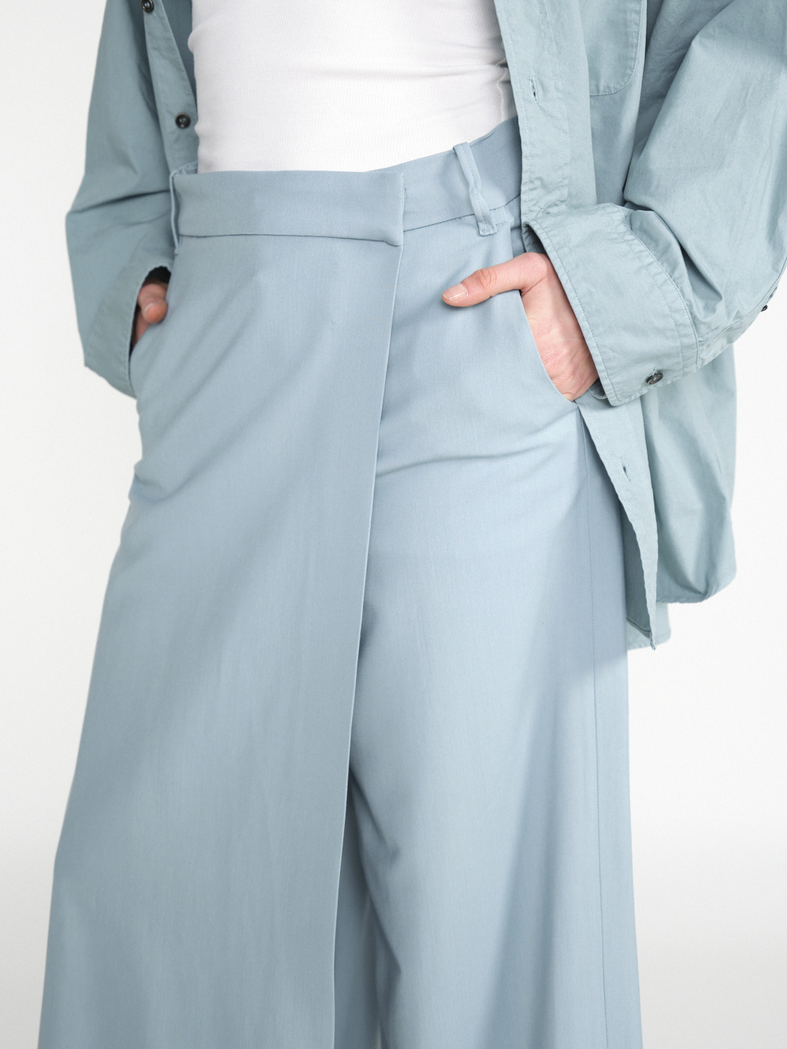 nine in the morning Lea – Stretchy culottes with layer detail  petrol 26