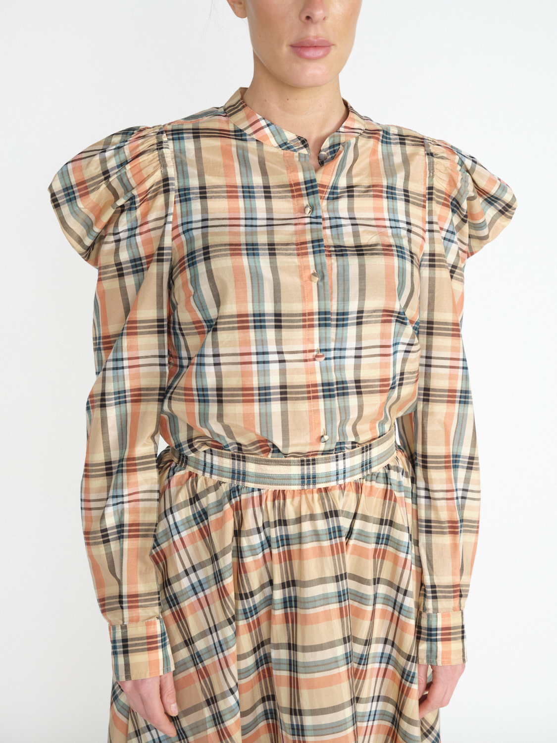 Langley blouse – checked blouse made from a silk-cotton mix 