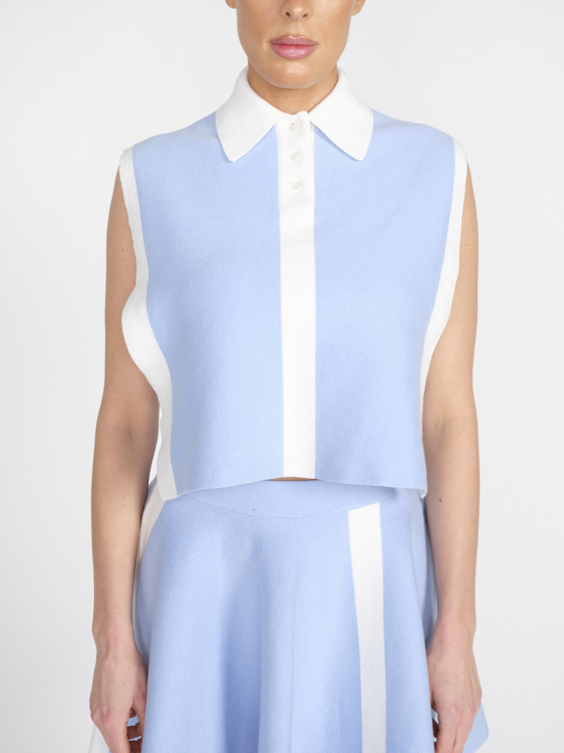 JW Anderson Contrast Polo - Short waistcoat in cotton blend with contrasting stripes  blue XS