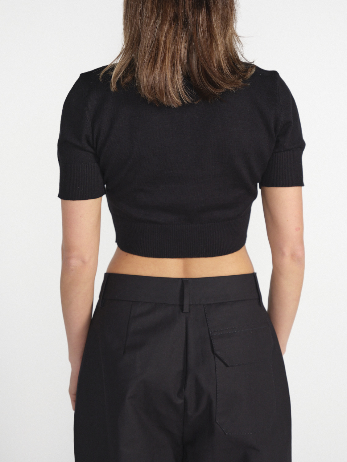 Patou Cropped Shirt with Label Print   black S