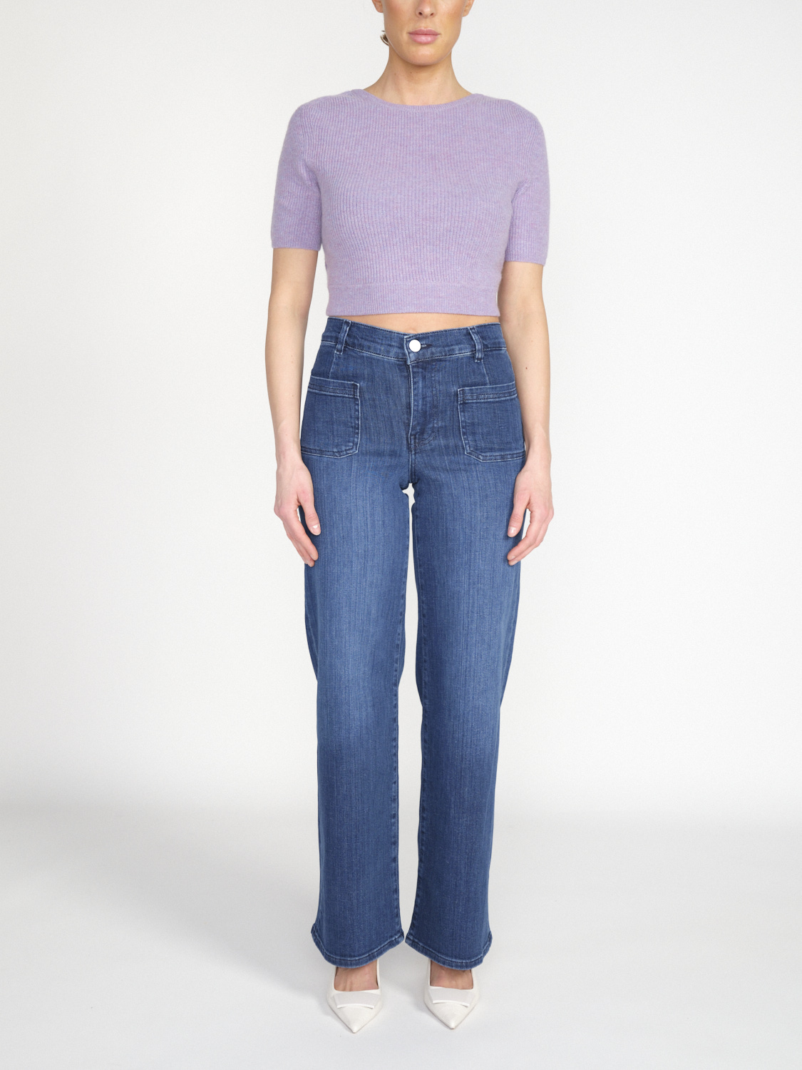 Lisa Yang Josefina – Kurzärmliger Cashmere-Pullover mit rückseitigem Cut-Out   lila XS/S