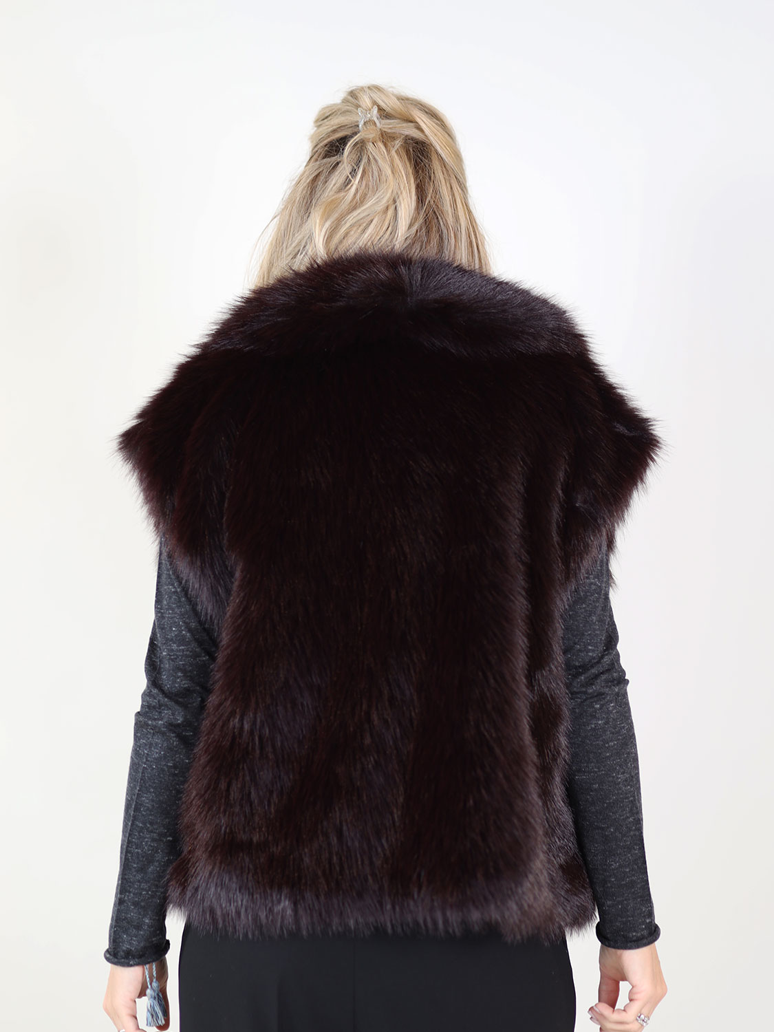 Betta Corradi Gilet – Weste in Felloptik   bordeaux XS