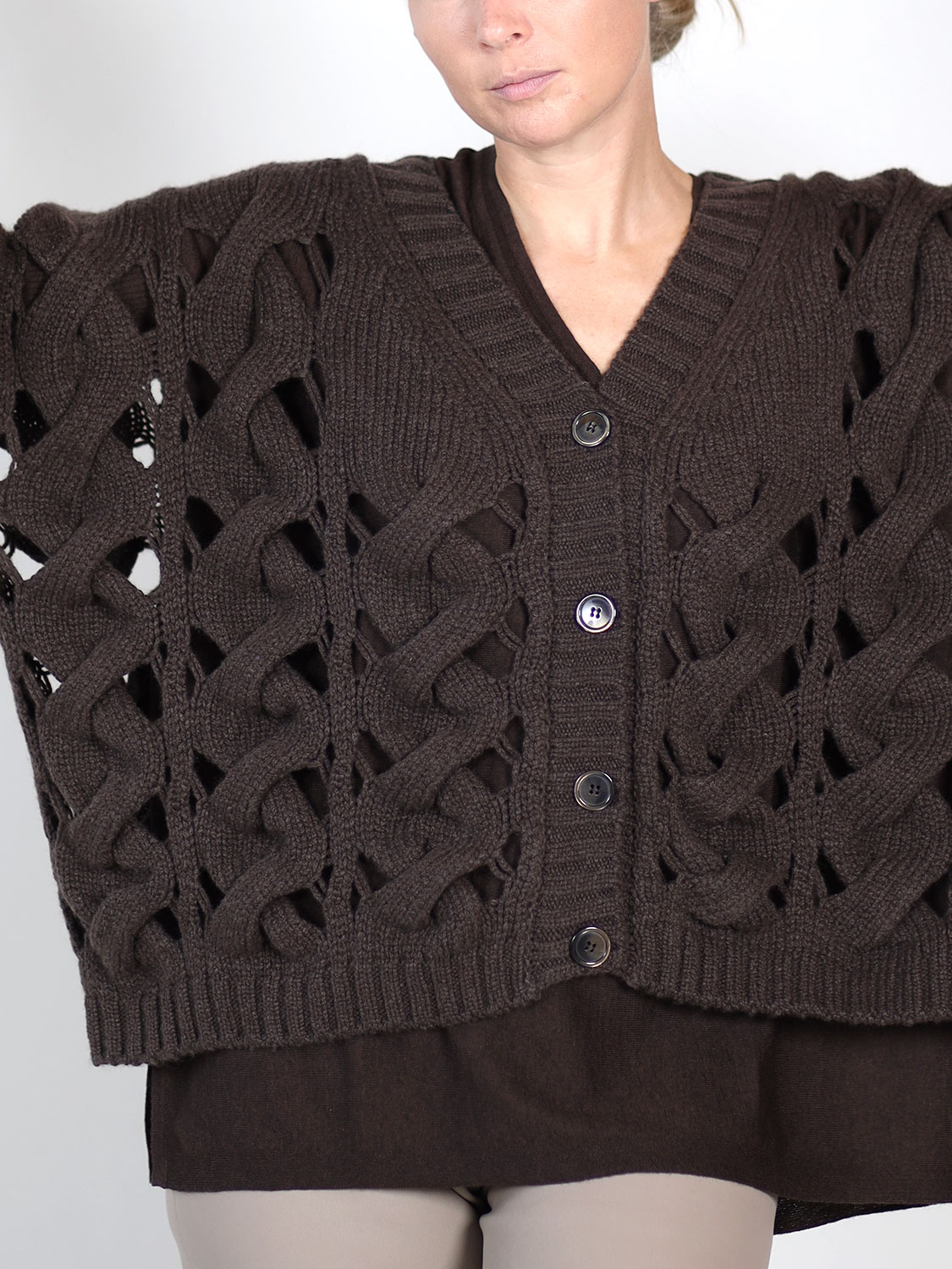 Ely Ely Alanis – Chunky knit cardigan brown 34