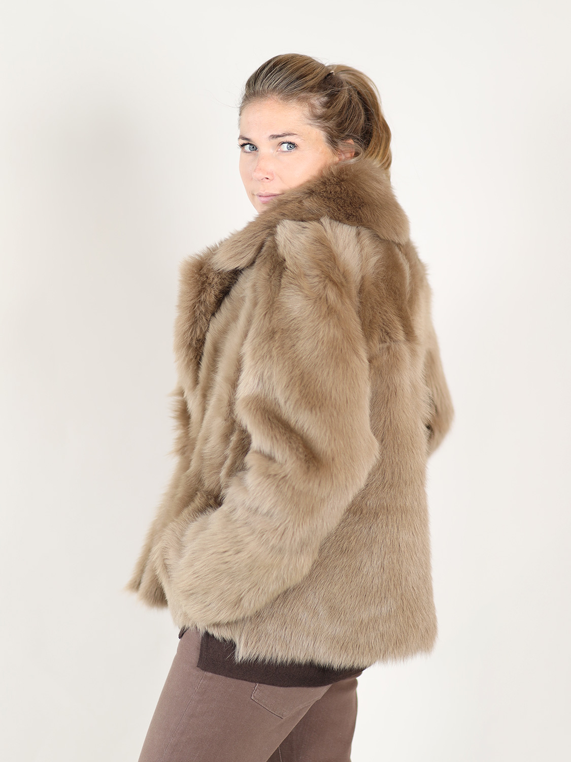 Blancha Toscana – Short fur coat khaki 34
