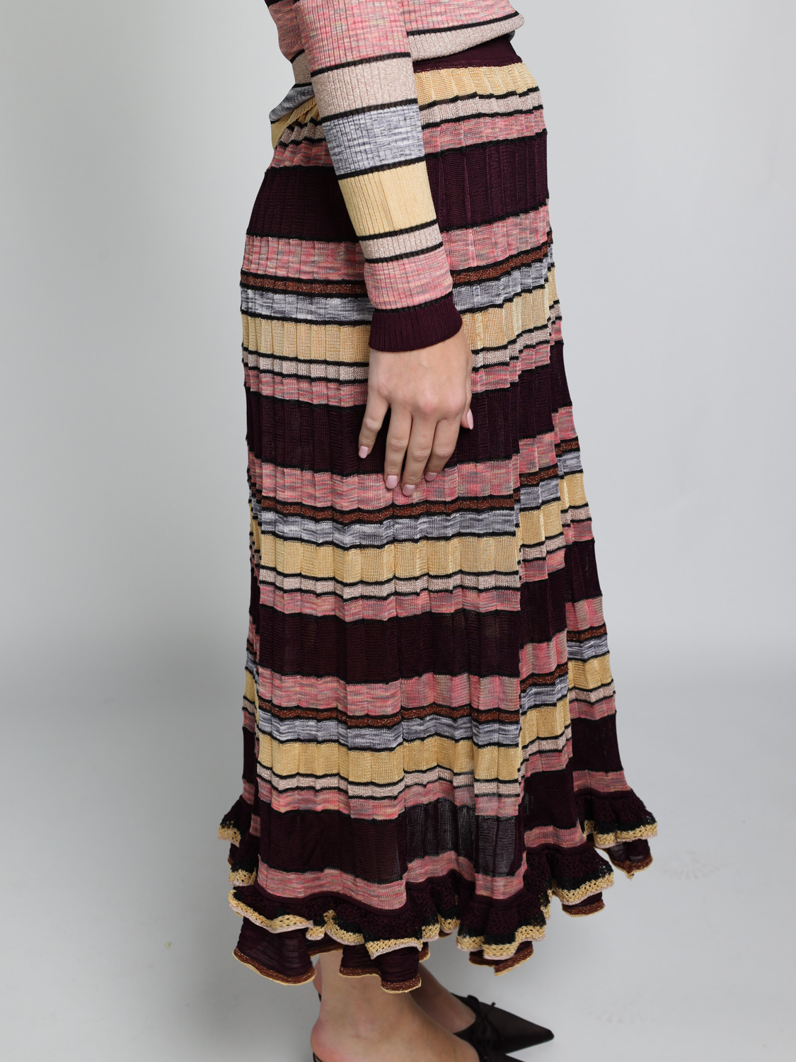 Ulla Johnson Seraphine – Gestreifter Rock mit Lurex-Details   mehrfarbig S
