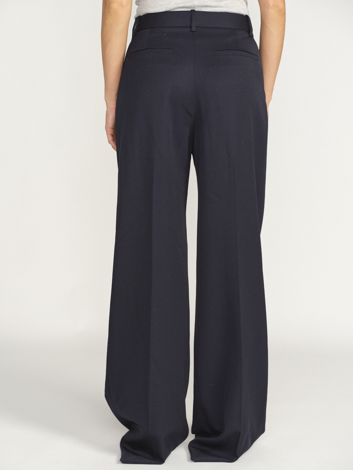 Nili Lotan Flavie - Pantalon à pinces en coton navy 38