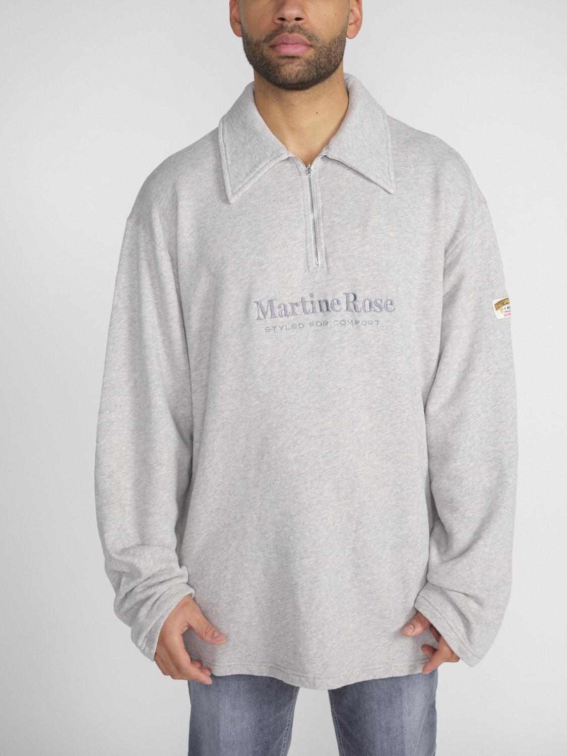 Martine Rose Zip Up – Oversized Sweatshirt with Zipper   grey XL