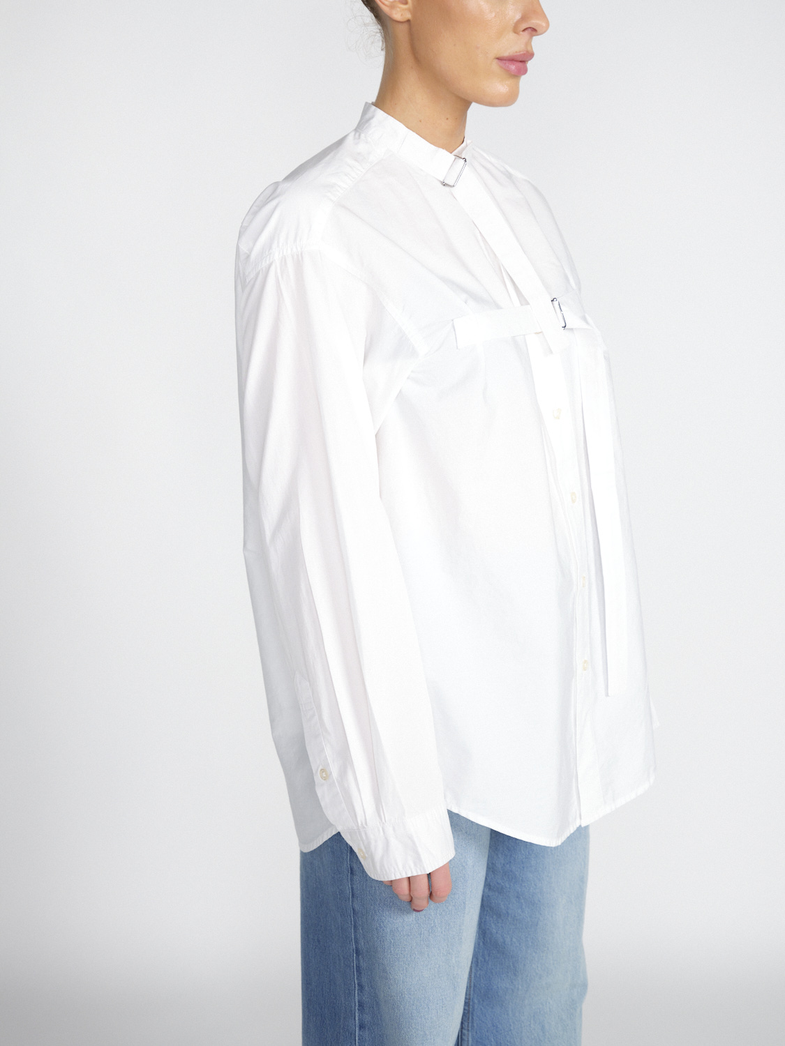 R13 Seamless - Oversized Bluse mit Montagegürtel-Details  blanco S