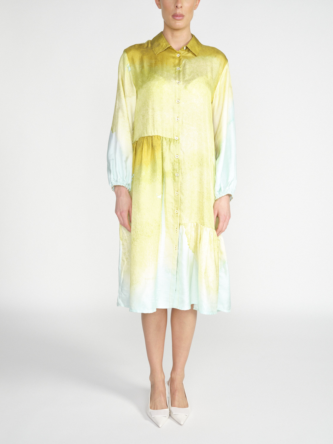 an an londree Silk midi dress with gradients  hellgrün XS