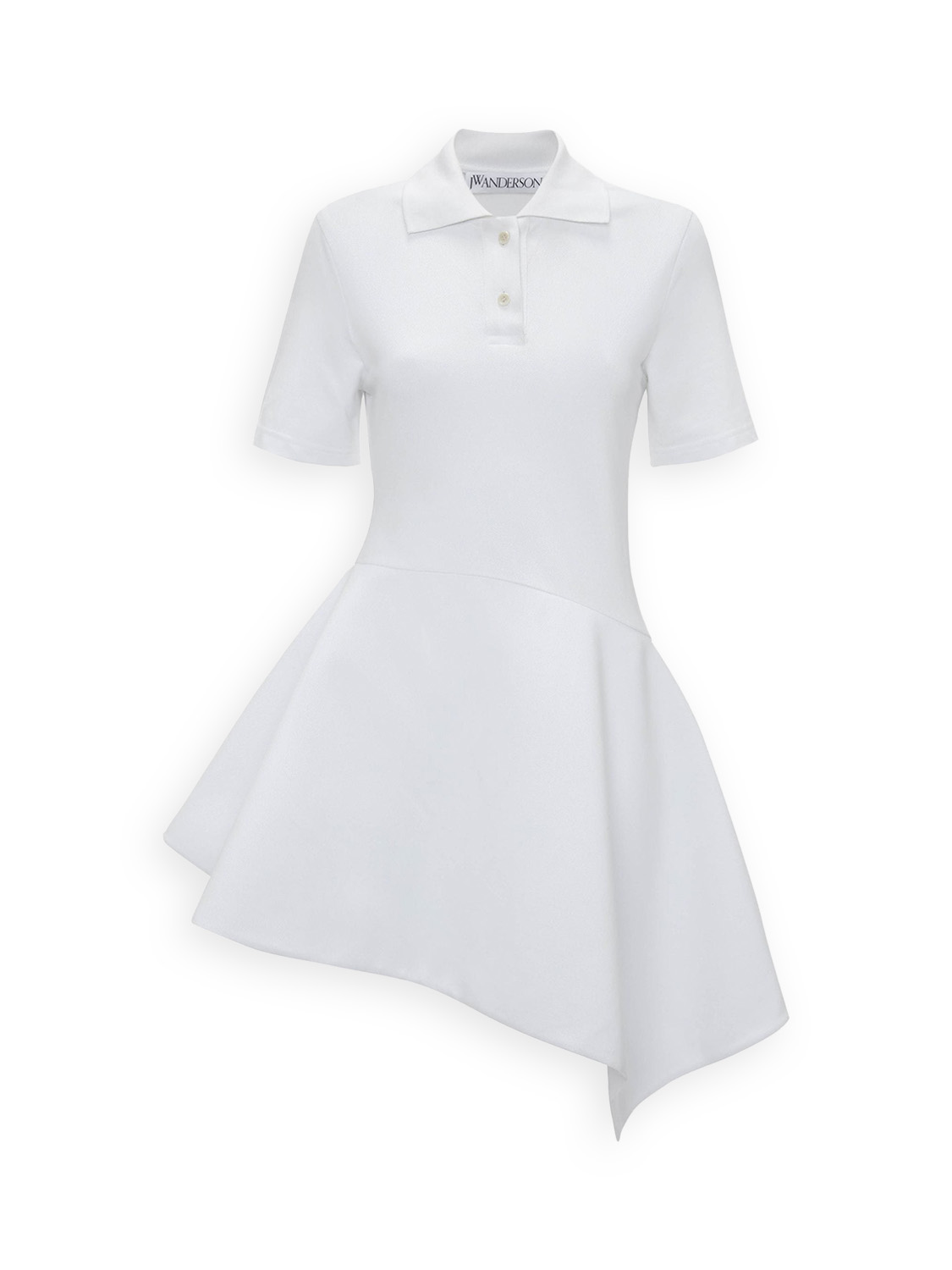 Asymmetric Polo Dress - Short-sleeved cotton mini dress 