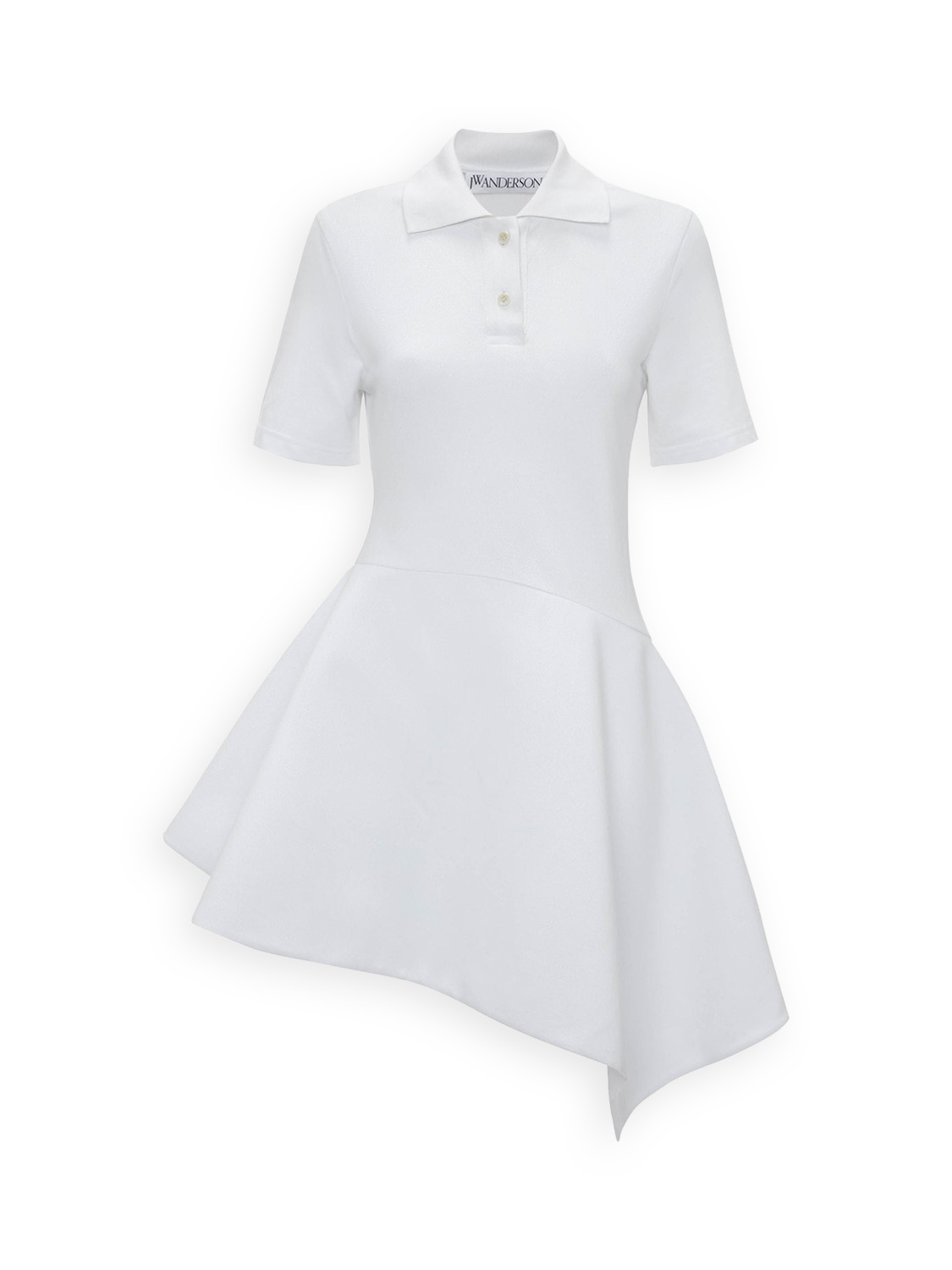 JW Anderson Asymmetric Polo Dress - Short-sleeved cotton mini dress grey S JW Anderson Asymmetric Polo Dress - Short-sleeved cotton mini dress grey S
