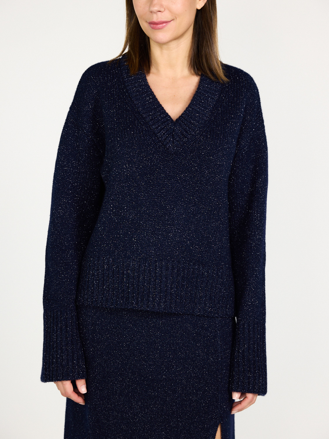 Lisa Yang Aletta - Textured cashmere silk sweater 36 navy Lisa Yang Aletta - Textured cashmere silk sweater 36 navy