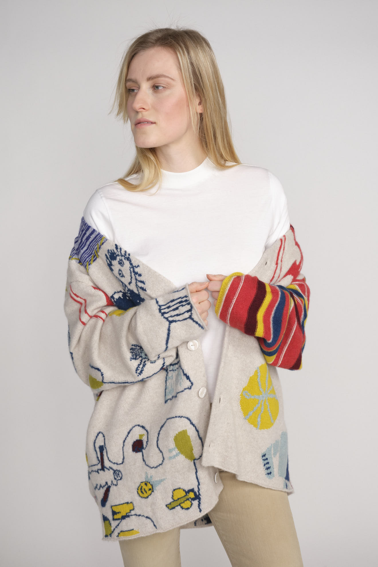 The Elder Statesman Wild Dreams Cashmere Cardigan with Hand Painted Patterns loui.rocks