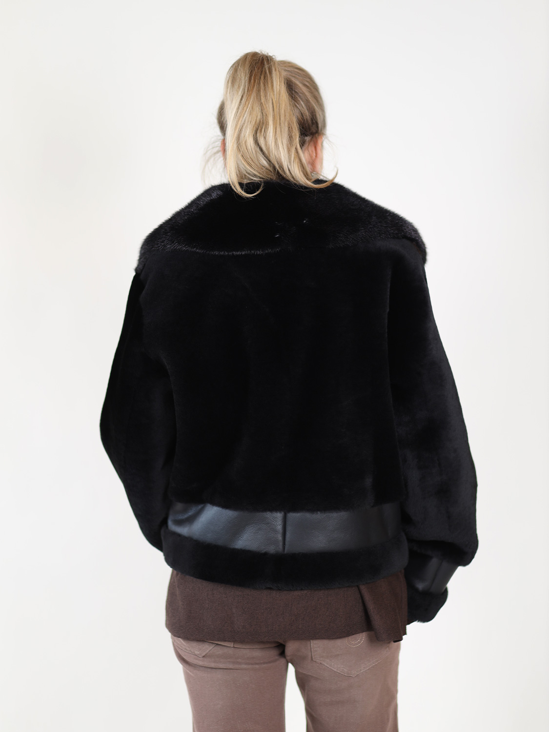 Blancha Straight – Sheepskin biker jacket 36 black