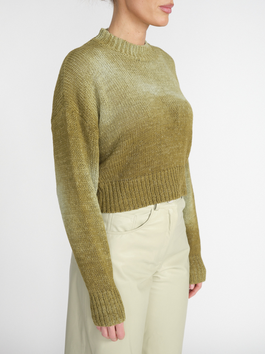 Roberto Collina Manica - Short knitted sweater with color gradients  green XS