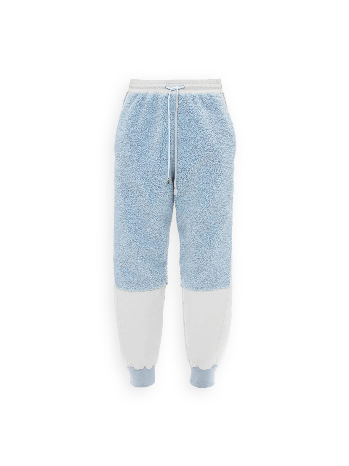 Colour Block - Teddy fur track pants with fabric details 
