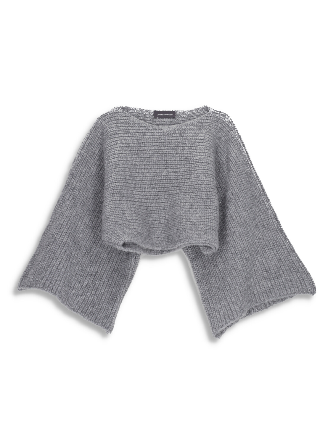 Cropped fine knit sweater with boat neckline