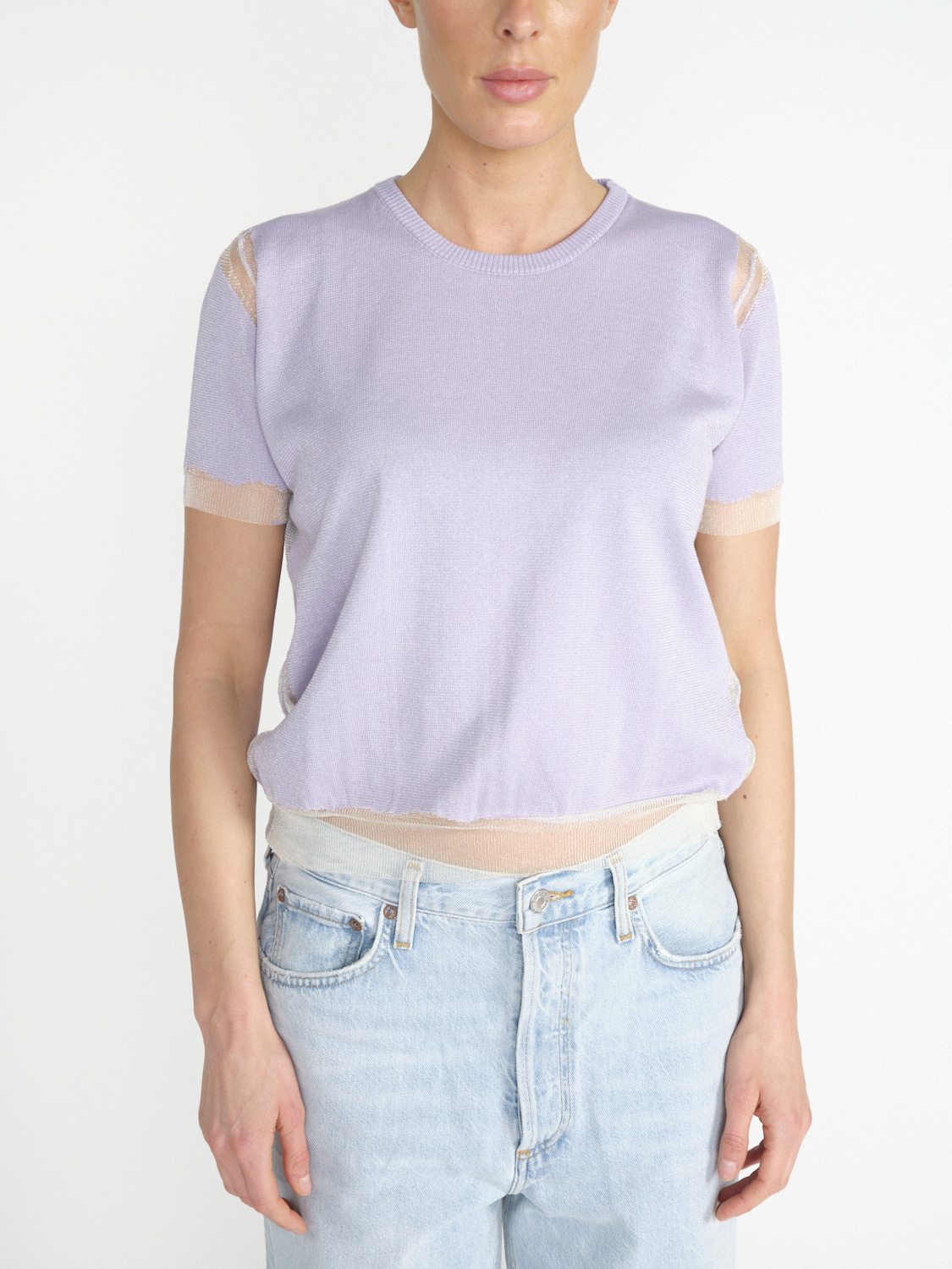 Roberto Collina Devore – Shirt mit transparenten Details  lila S