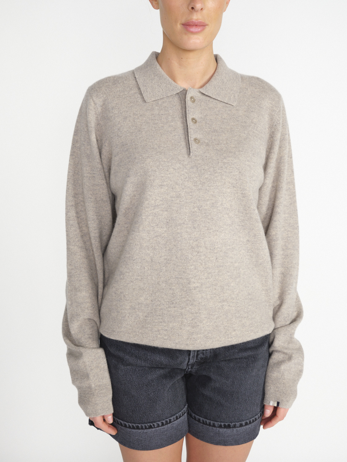 Extreme Cashmere Be Fore – Cashmere sweater with collar  beige One Size
