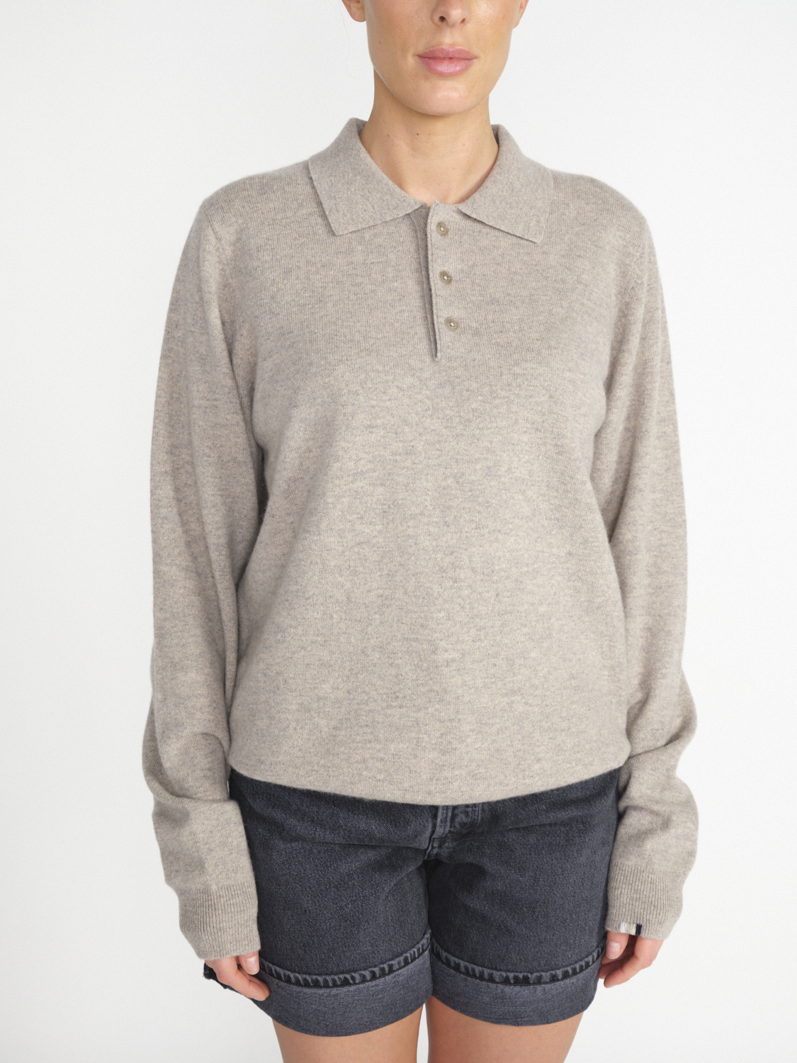 Extreme Cashmere Be Fore – Cashmere Pullover mit Kragen 	  beige Taille unique