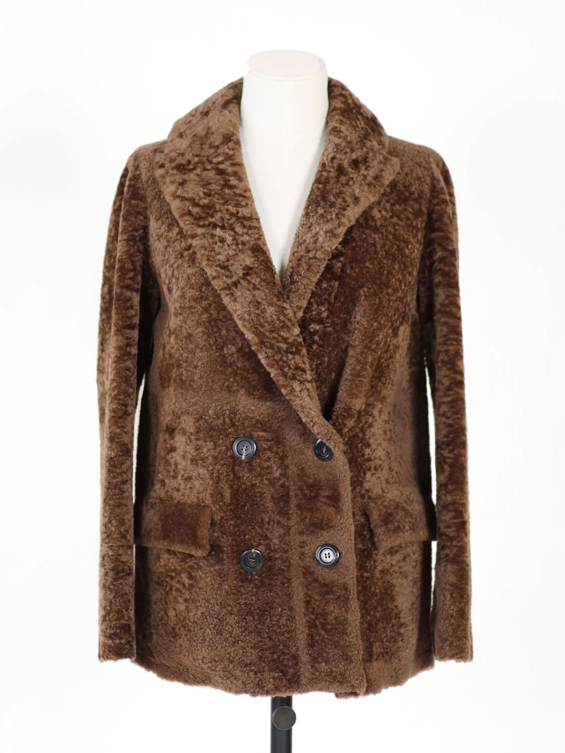 Light Astrakhan – Double-breasted fur coat