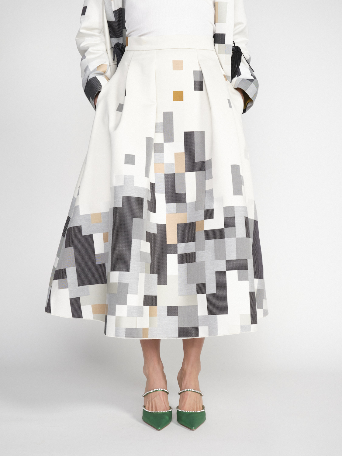 Antonia Zander Yacy flared skirt with graphic pattern  creme M