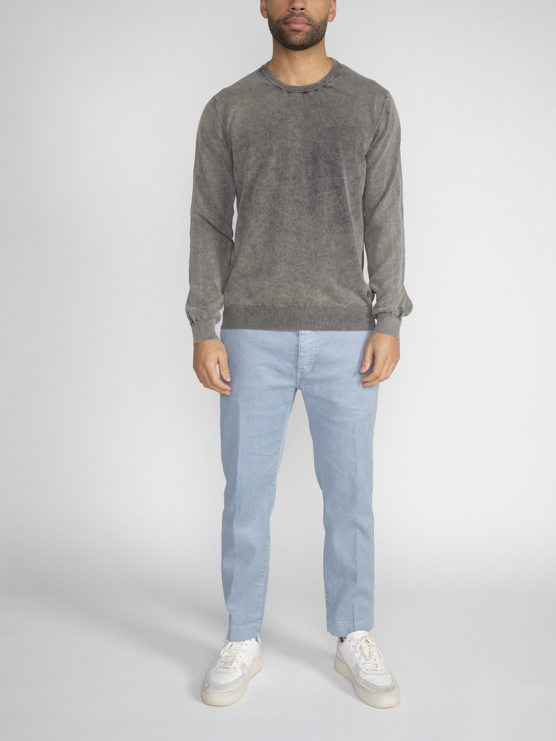 Dondup Girocollo – Light cotton sweater with washed effects  grey 48