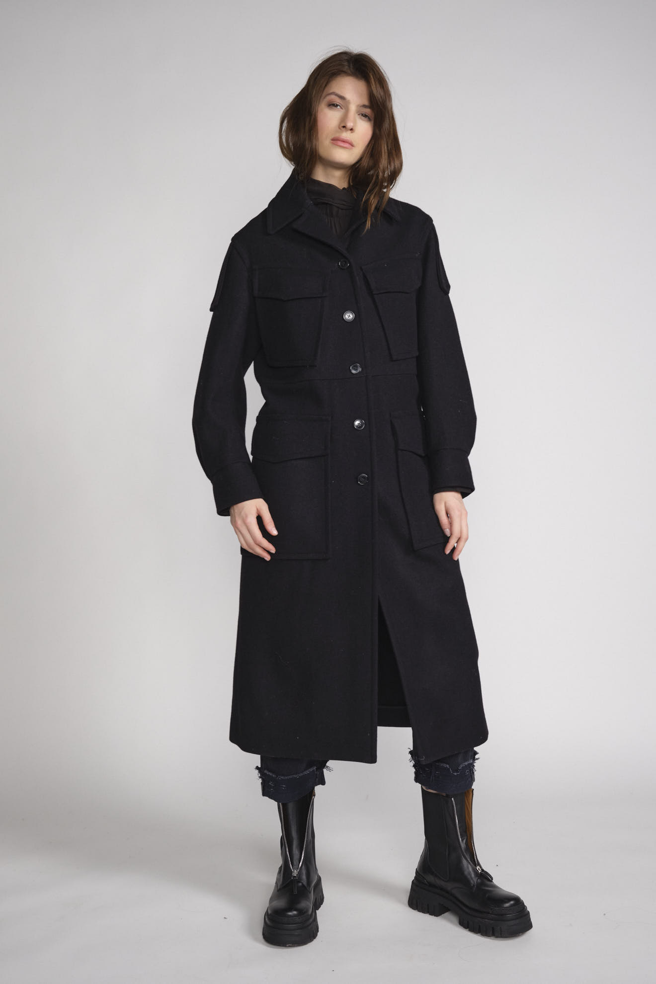 Utility Pocket - Wollmantel mit Taschendesign | 36 | schwarz 