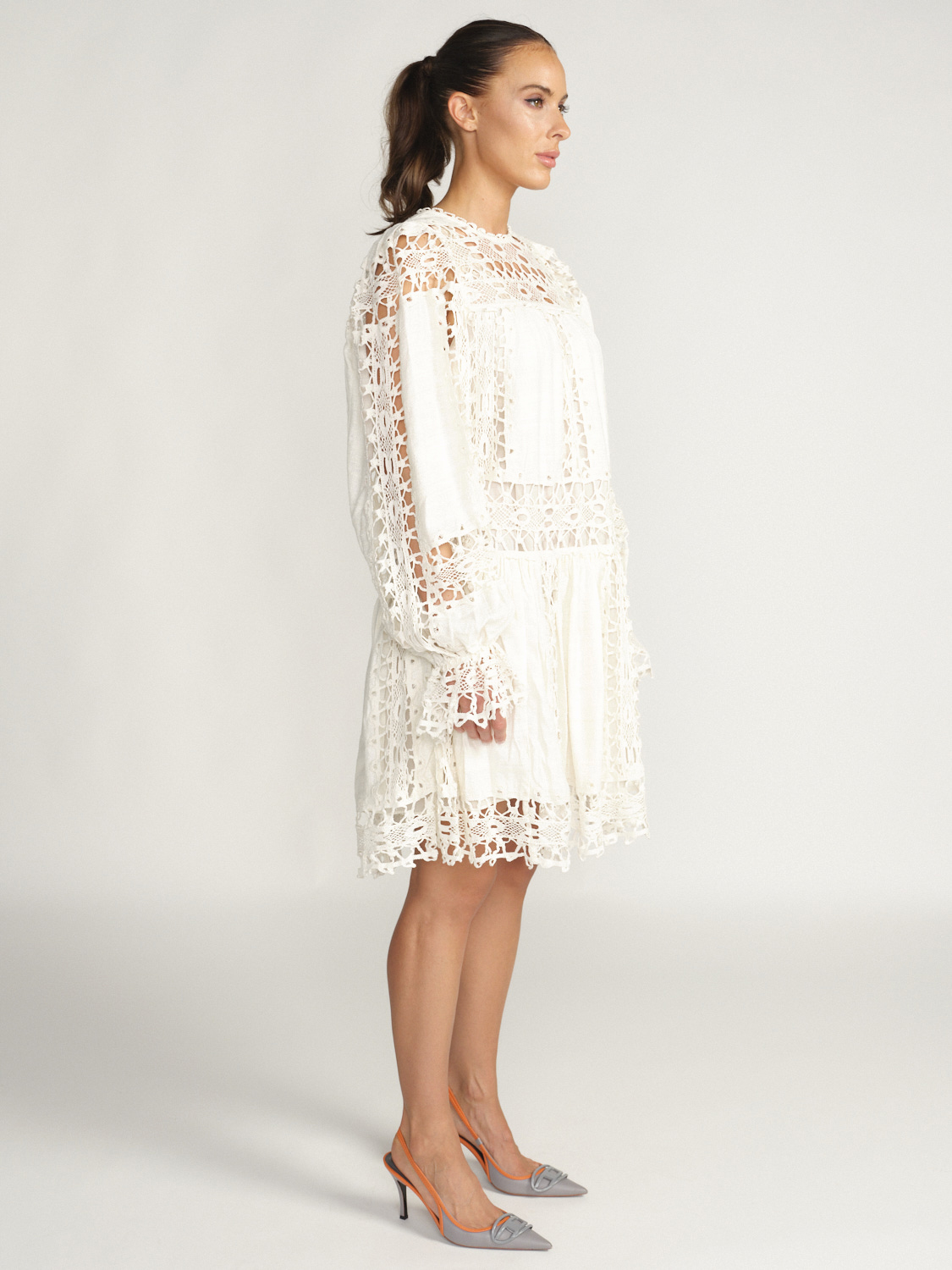 Ulla Johnson Lata Dress – Kurzes Kleid mit Lochdetails aus Seiden- Baumwollmischung beige 36