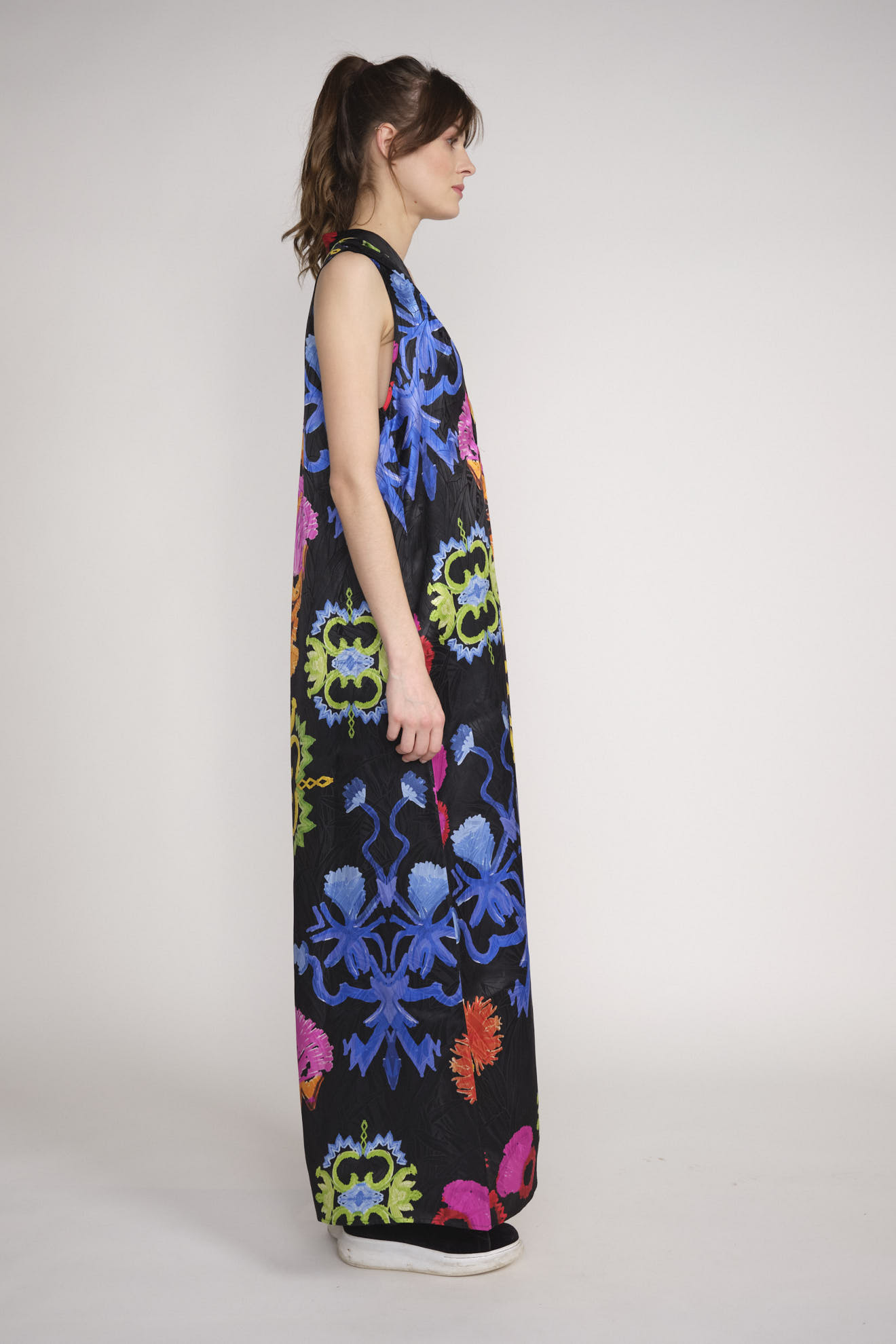 Rianna+Nina Mesogios Dress Sifnos - Robe midi ample en soie avec imprimés graphiques noir M/L