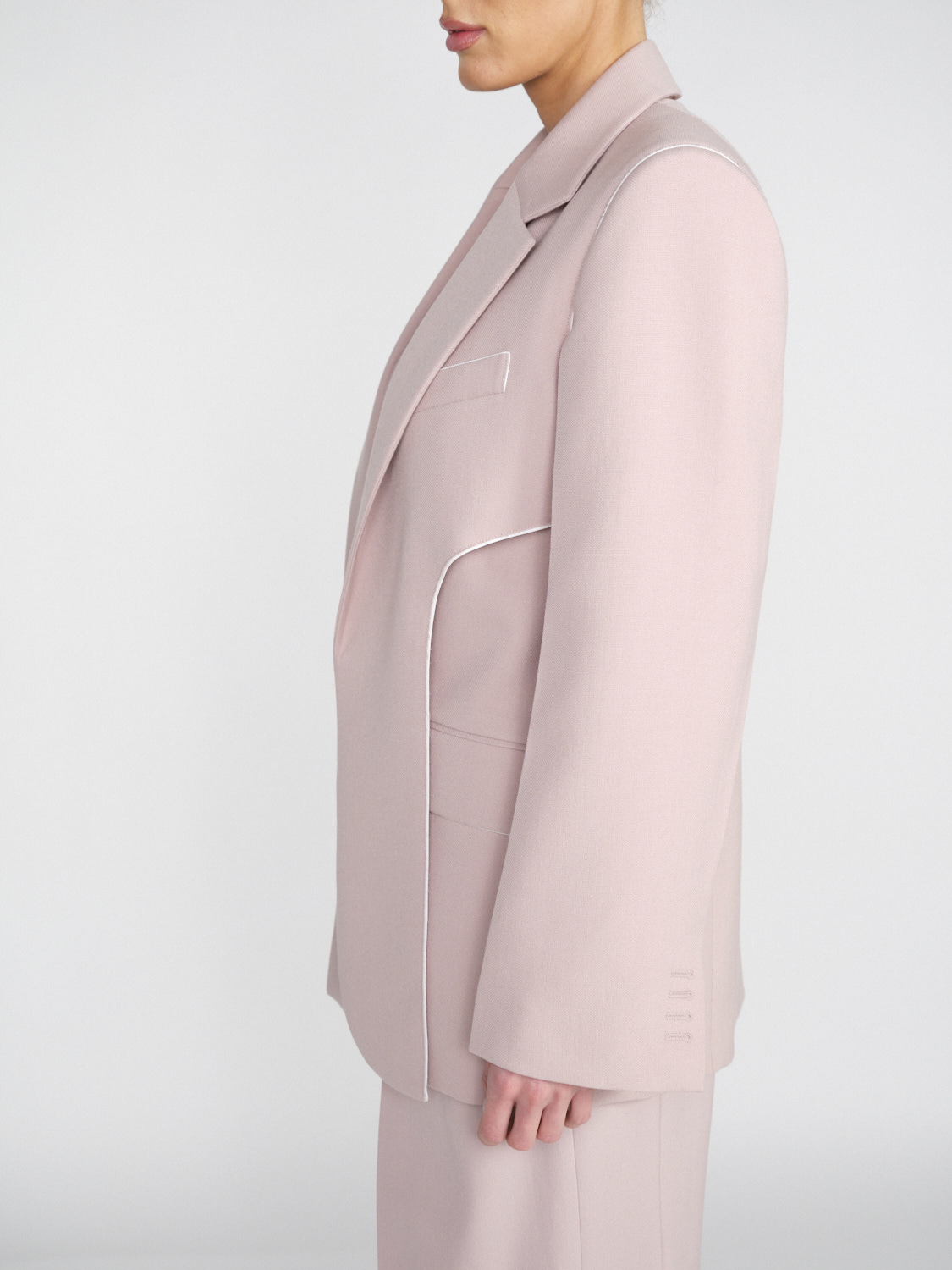 Victoria Beckham Blazer en laine vierge mélangée avec des détails en couches rosa 34