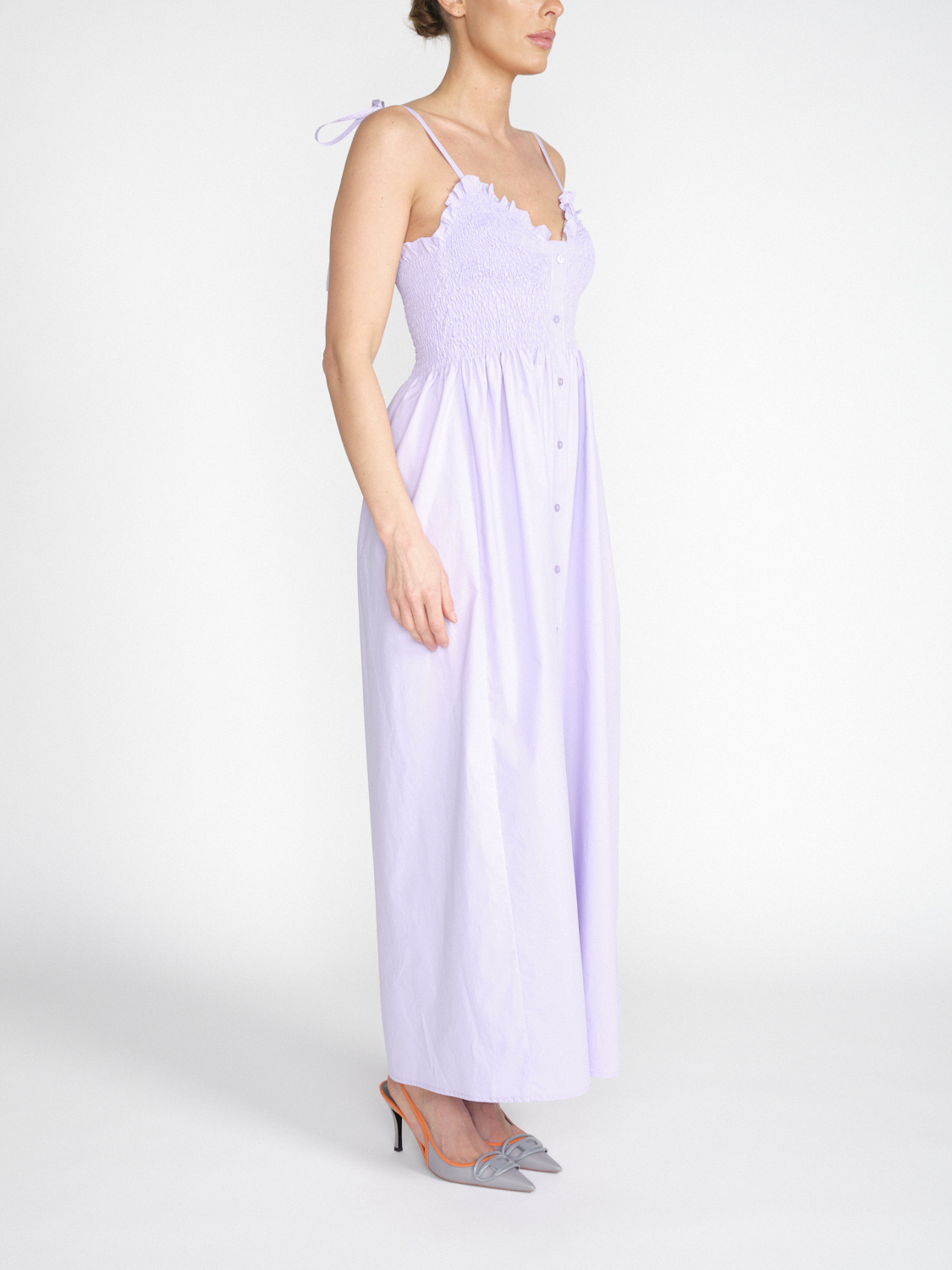Dondup Maxi dress with smocked top  purple 34