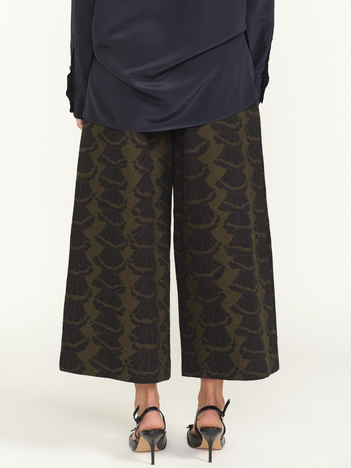 Odeeh Pantaloni in cotone con stampa floreale verde 34