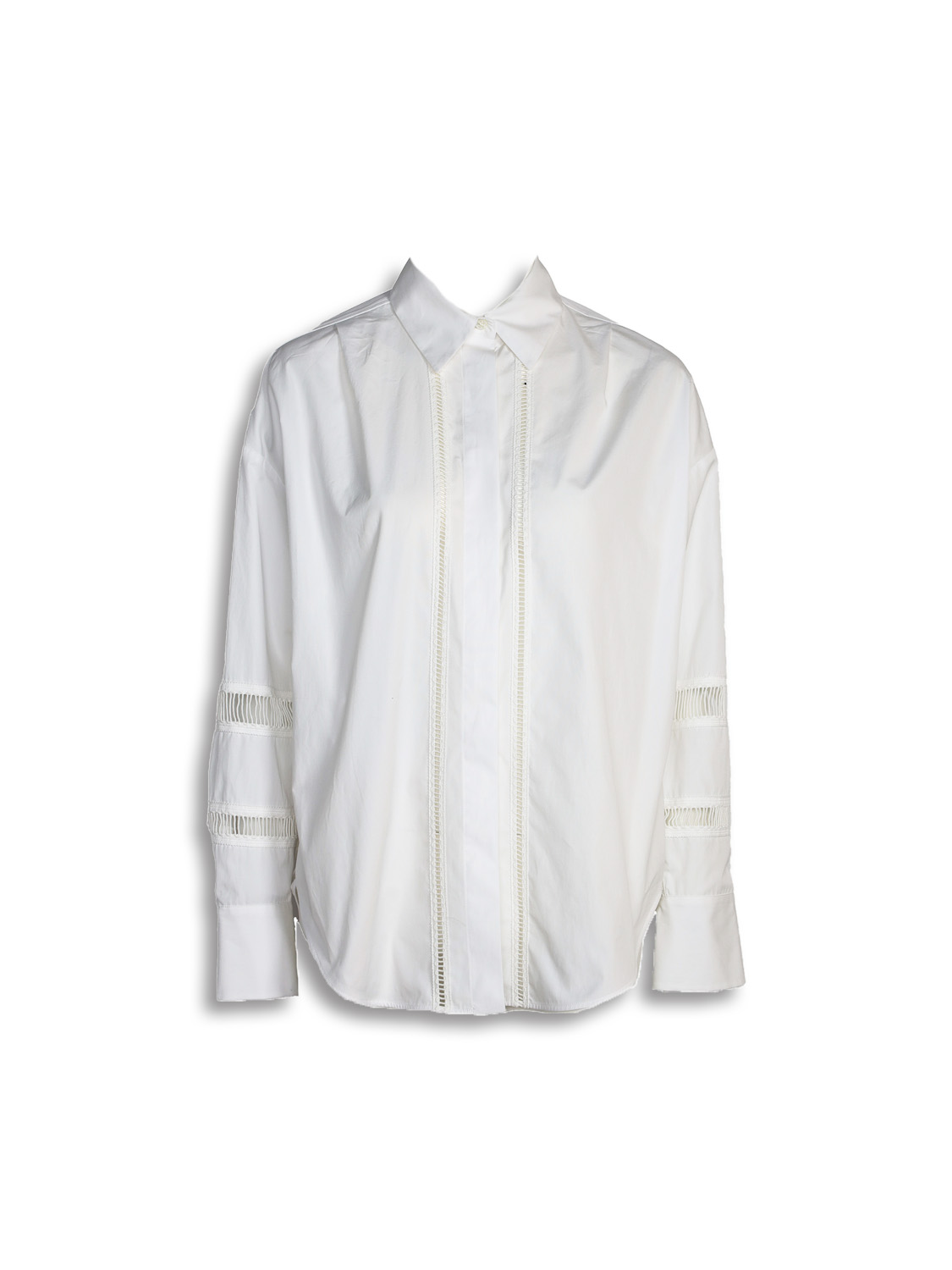 Long sleeve blouse with lace details in cotton