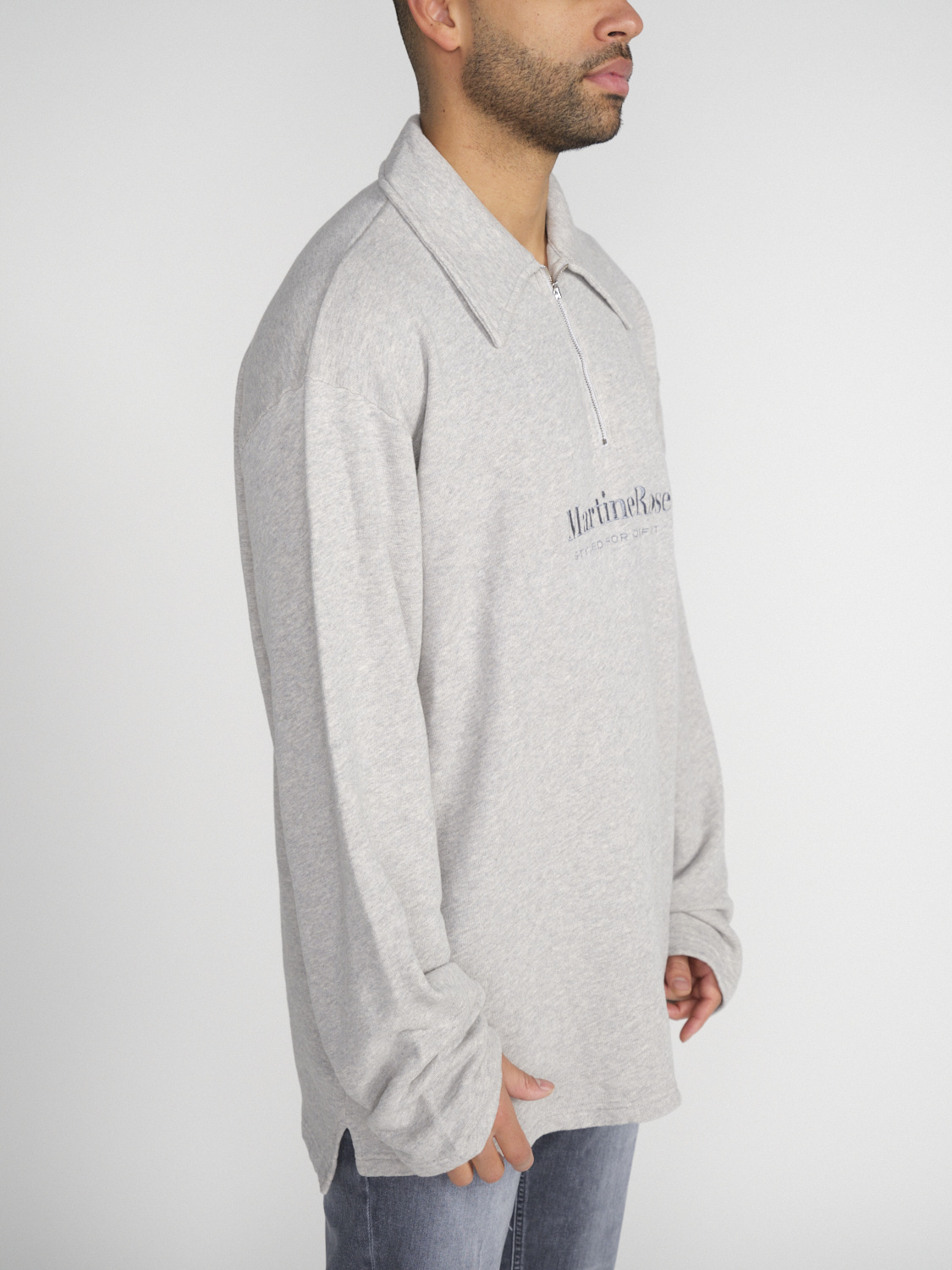 Martine Rose Zip Up – Oversized Sweatshirt with Zipper   grey XS