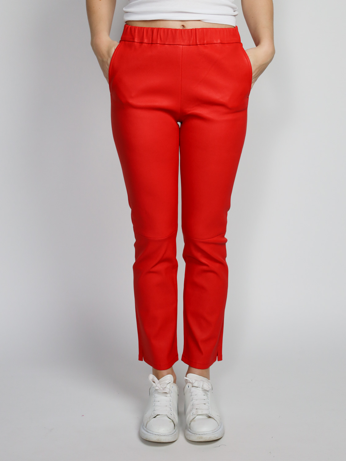 Arma Kamilla Stretch Plonge – Leder Leggings   36 rot
