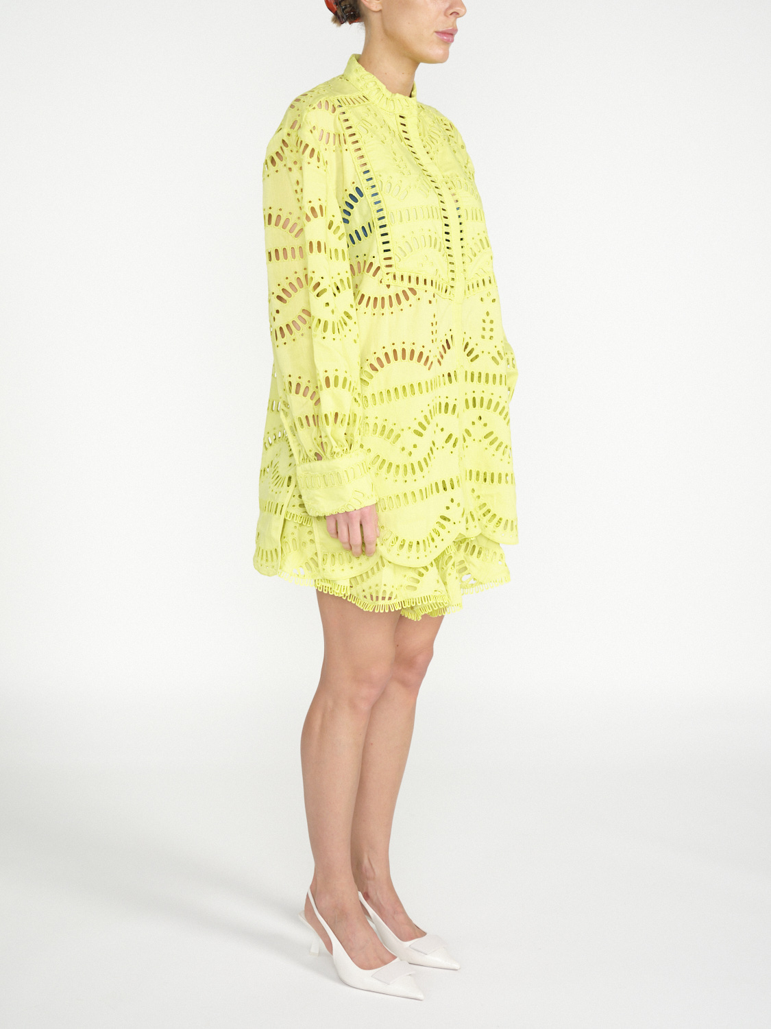 Charo Ruiz Mini dress with embroidered hole pattern   green XS